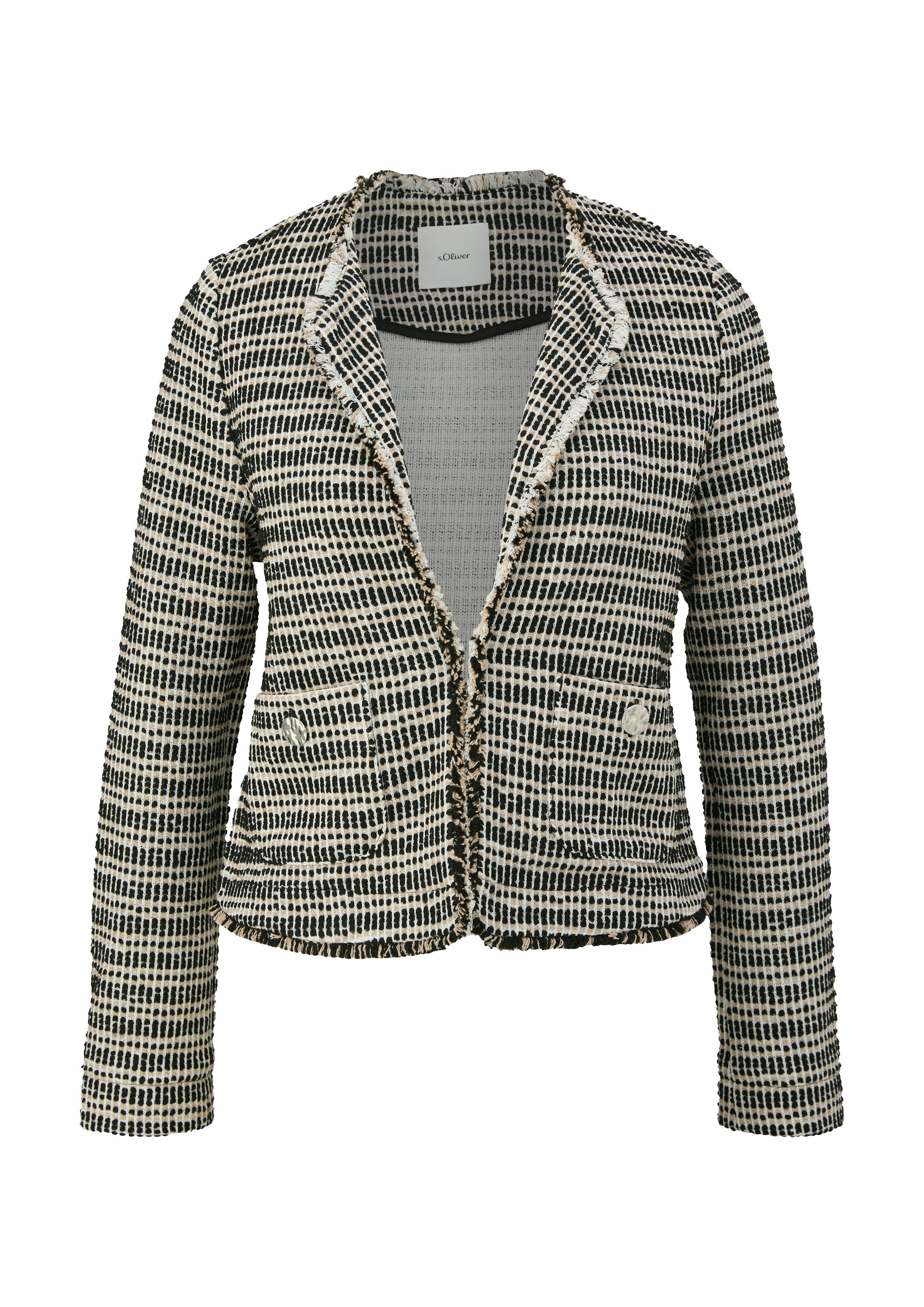 s.Oliver BLACK LABEL Bolerojacke ohne Verschluss und aus Bouclé