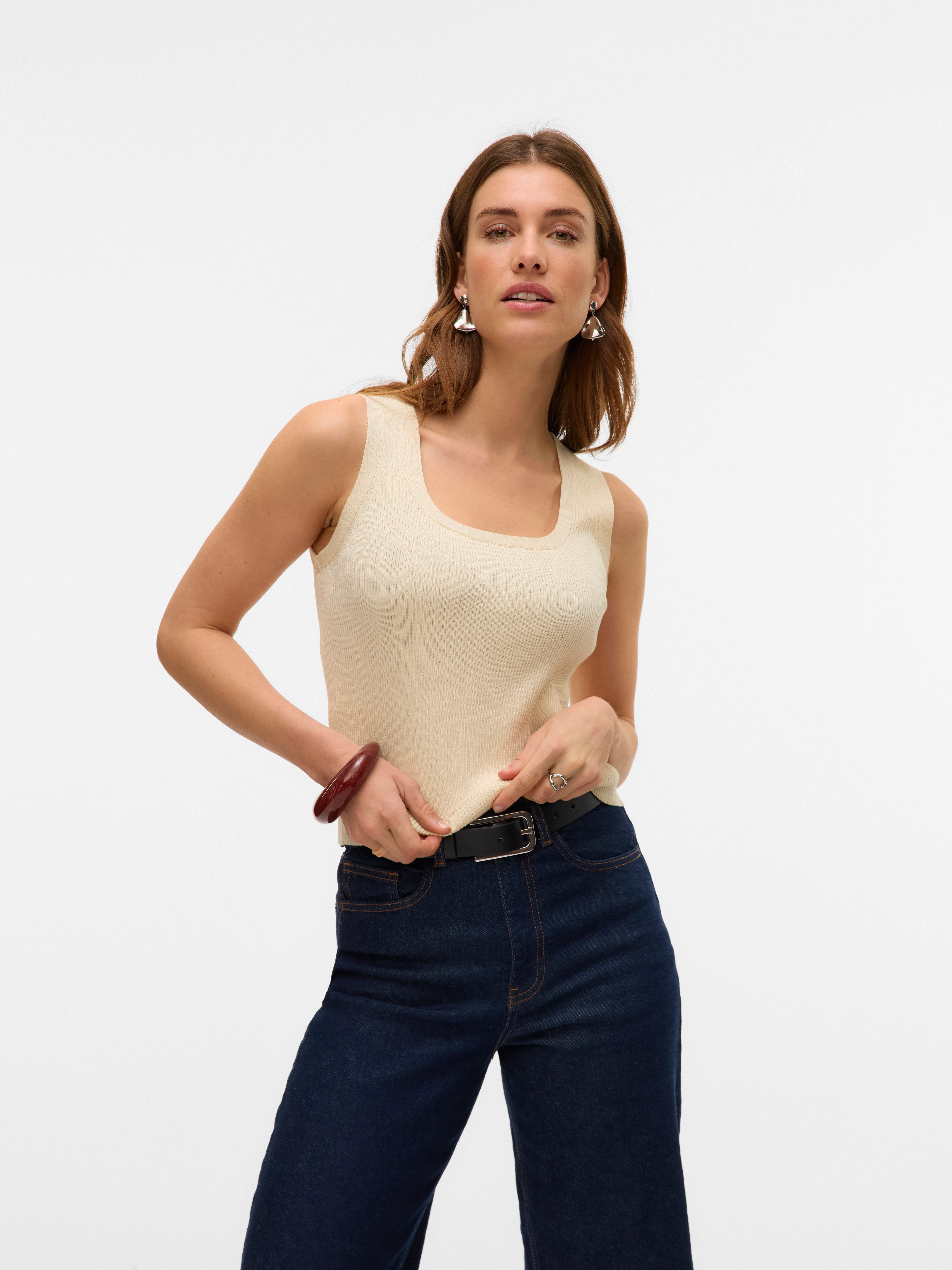 Vero Moda Stricktop "VMPOPPY SL SQUARE NECK TOP VMA NOOS" günstig online kaufen