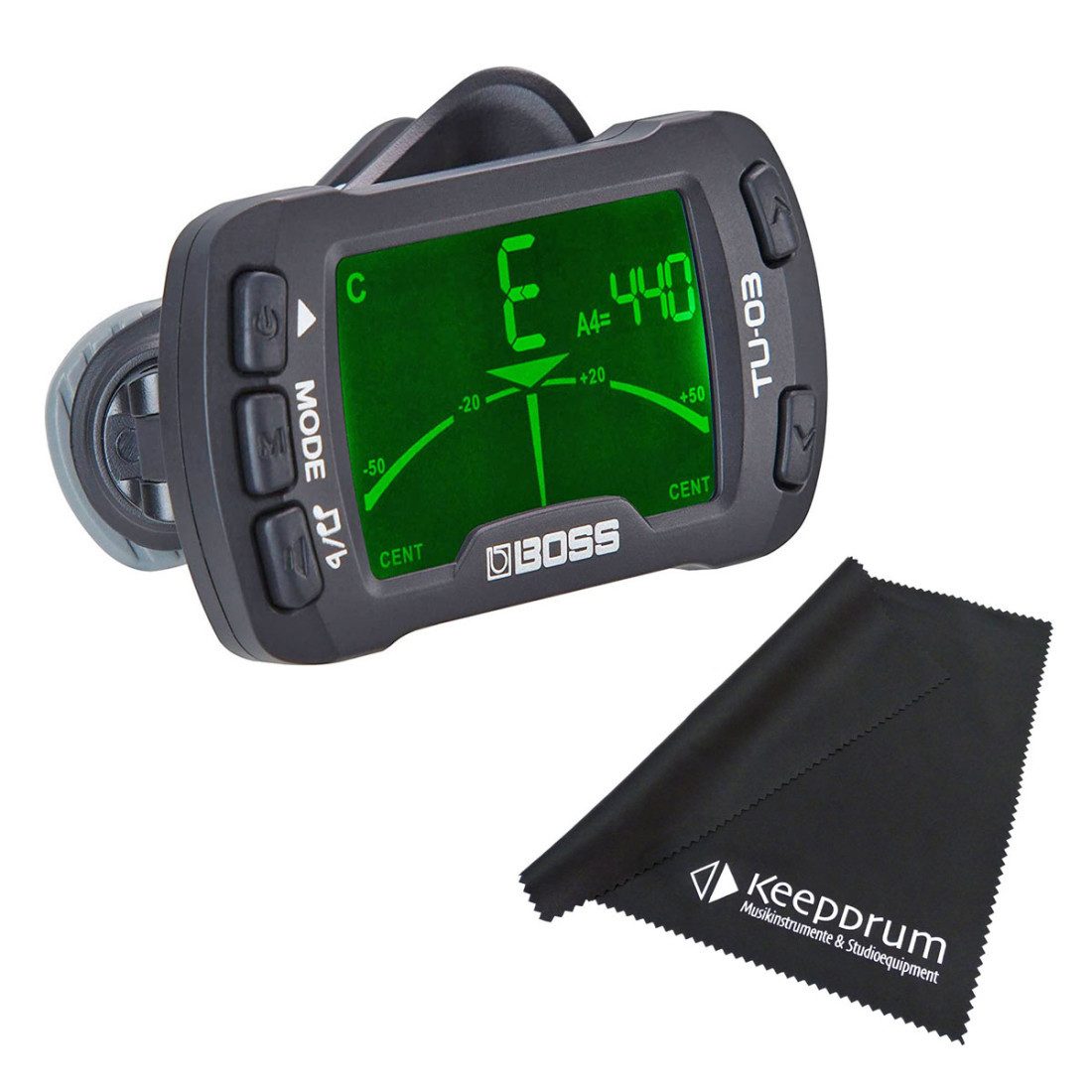 Boss by Roland Stimmgerät Boss TU-03 Tuner mit Mikrofasertuch, Clip-On