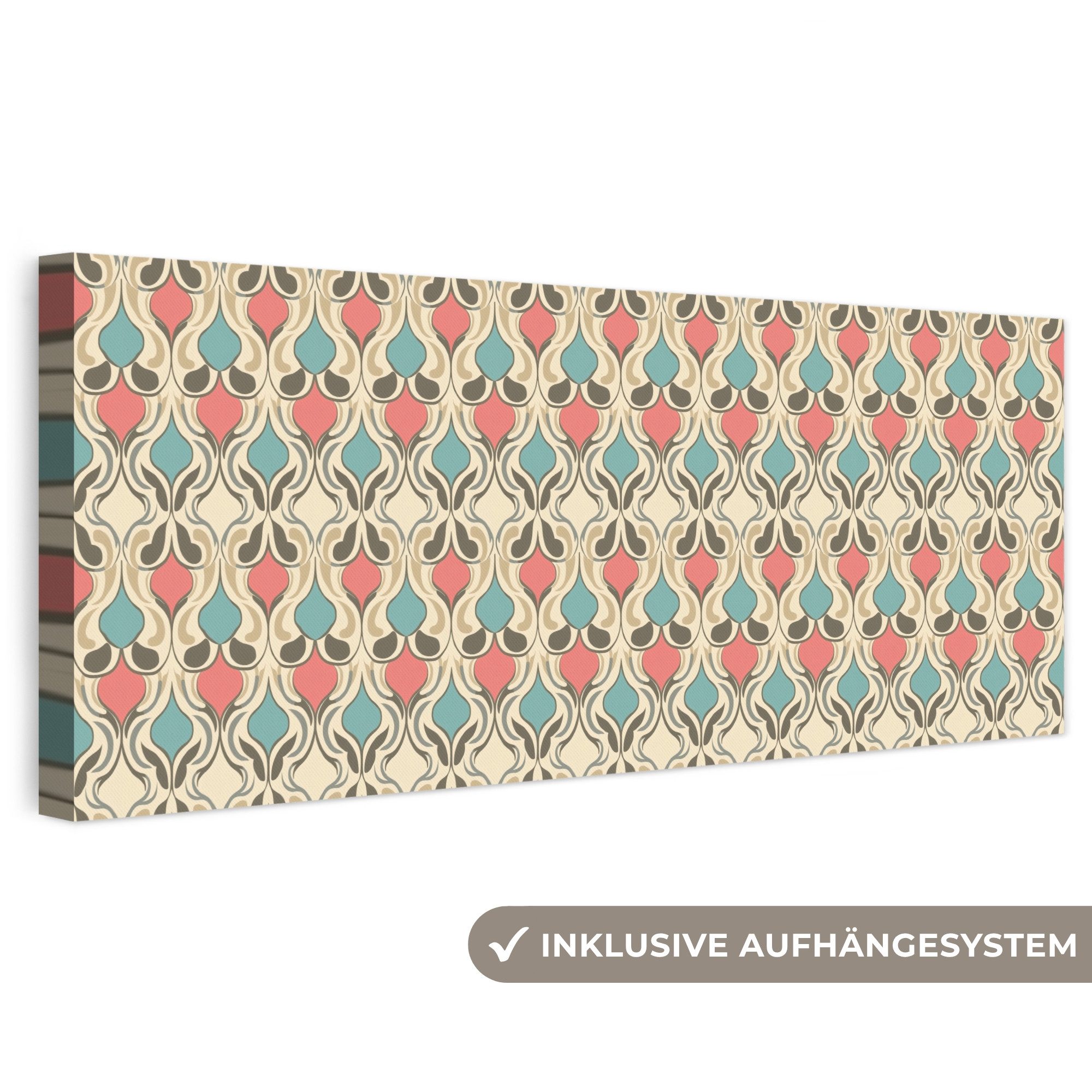 OneMillionCanvasses® Leinwandbild Panorama Barock - Retro - Farbenfroh, Fotodruck (1 St), Wandbild, Deko Schlafzimmer Wohnzimmer Flur 60x20 cm