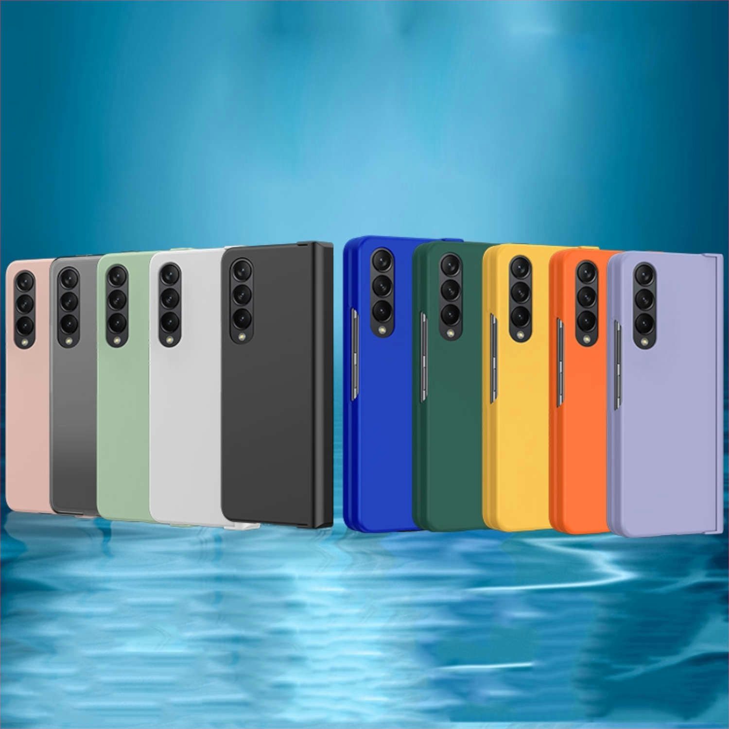 Wigento Handyhülle Für Samsung Galaxy Z Fold4 Skin Schutz Gelb Case Hülle Handy Tasche