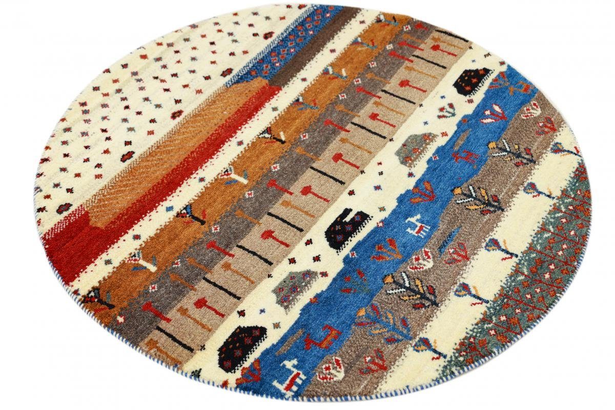 Höhe: Handgeknüpfter 95x95 Trading, Loribaft Nature mm Orientteppich 12 Perser Gabbeh rund, Nain Moderner,