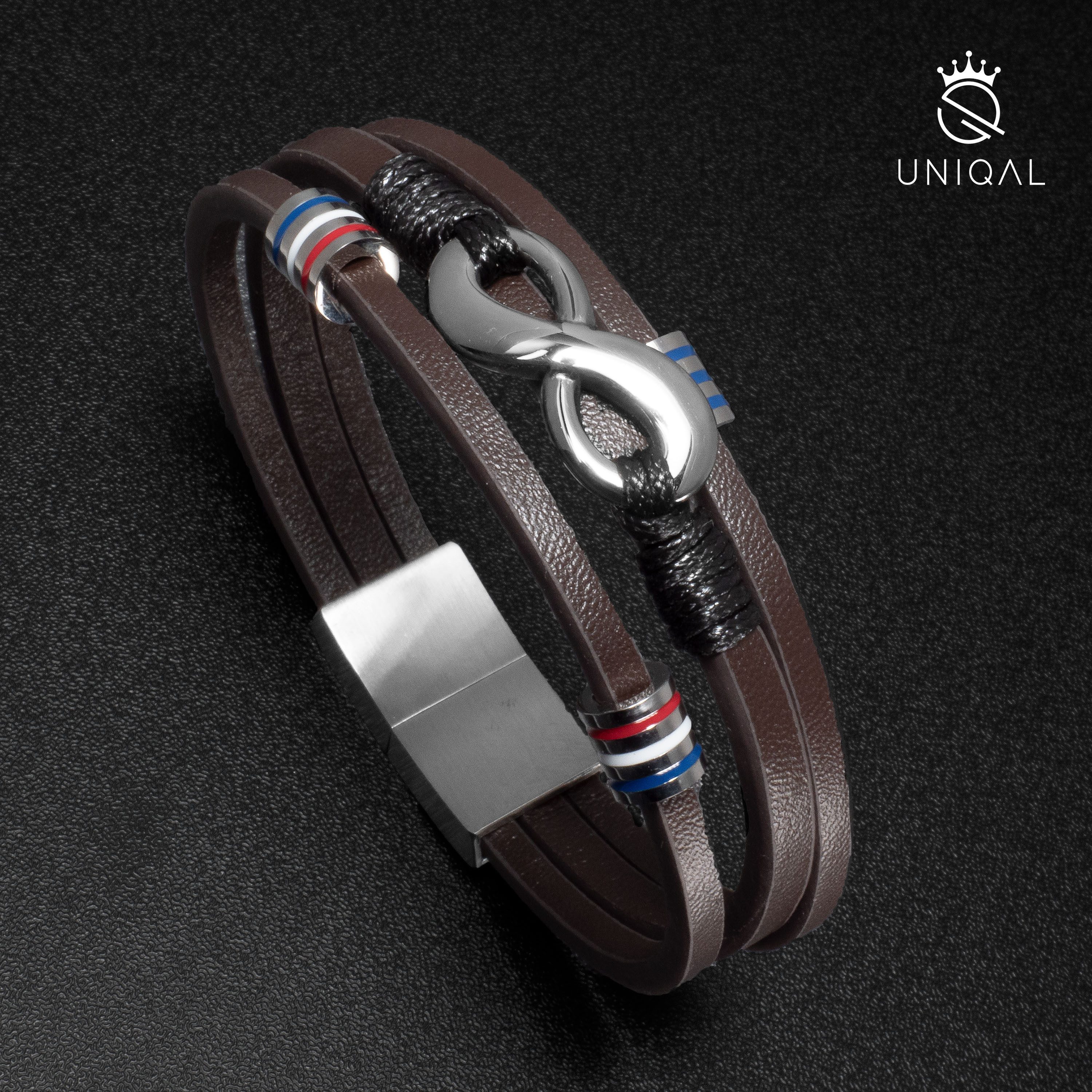 UNIQAL.de Armband Magnetverschluss – Stylische Armbänder mit Verlängerung (Echtes Leder & Edelstahl, – handgefertigt, minimalistisch, Rock Gitarre & Infinity Design), – Unisex Armband als Geschenkidee für Damen & Herren