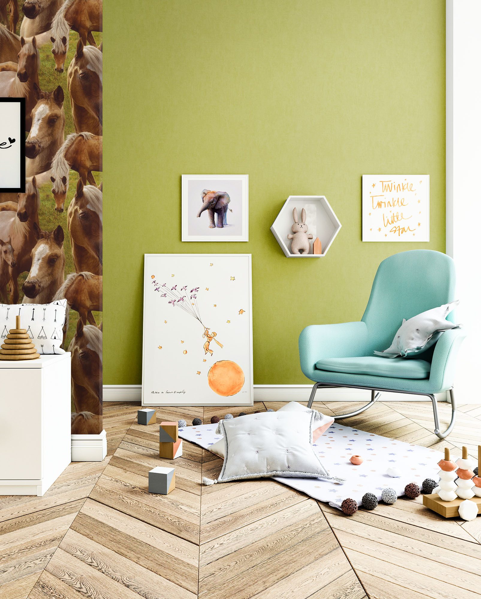 Newroom Papiertapete Muster Tapete Pferde, geprägt, modern