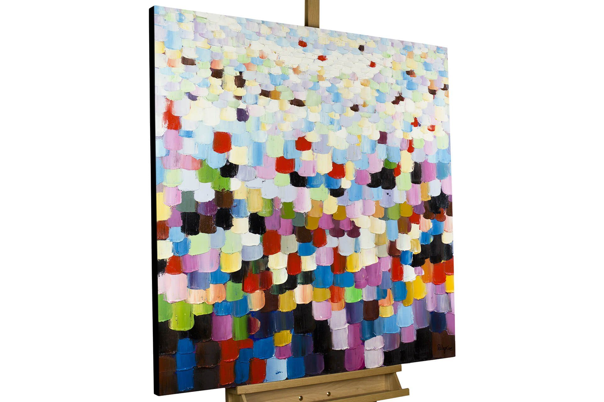 KUNSTLOFT Gemälde Das große Publikum 80x80 cm, Leinwandbild 100% HANDGEMALT Wandbild Wohnzimmer