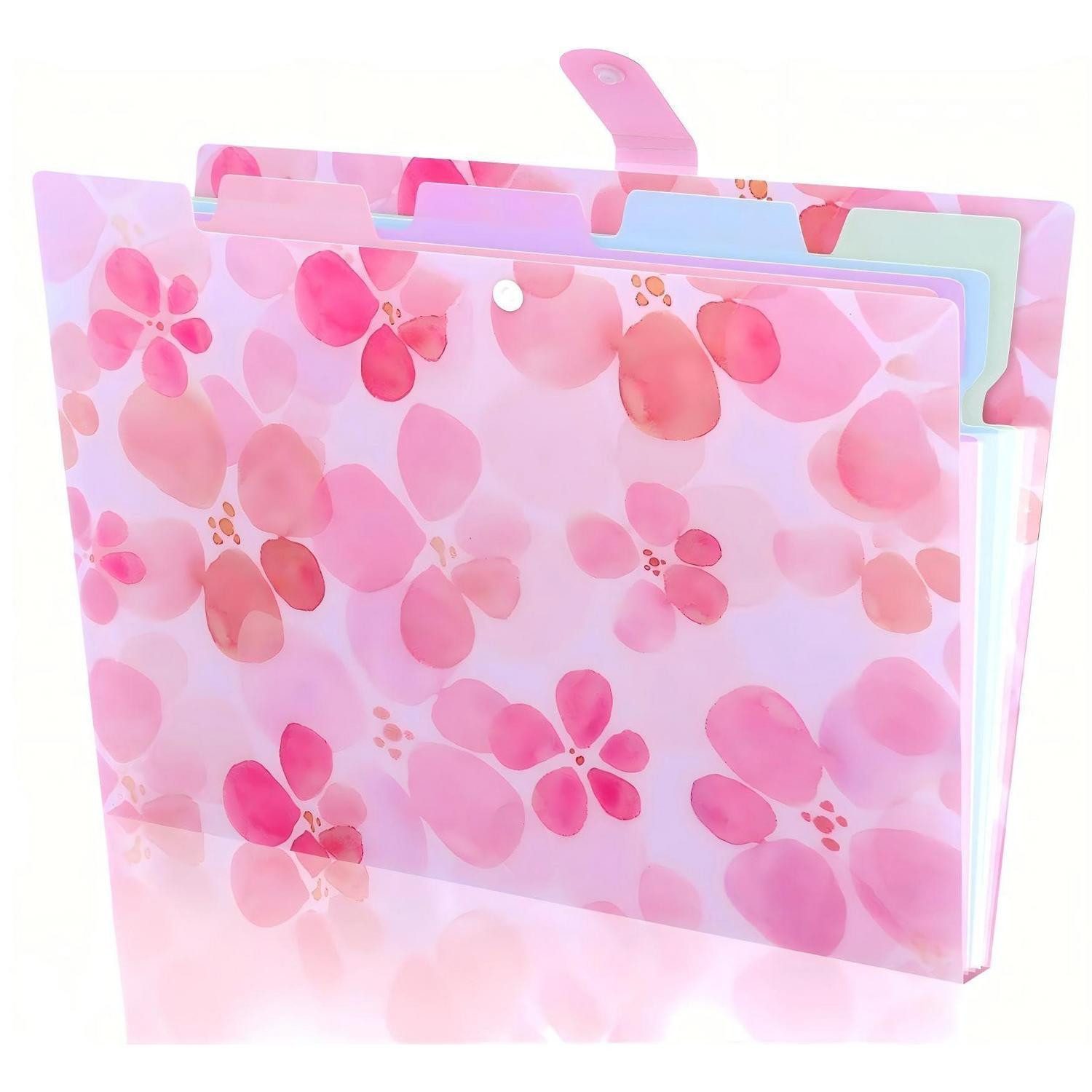 LuxusKollektion Fächermappe Fächermappe A4 Rosa Blume 5 Tasche (5-St)