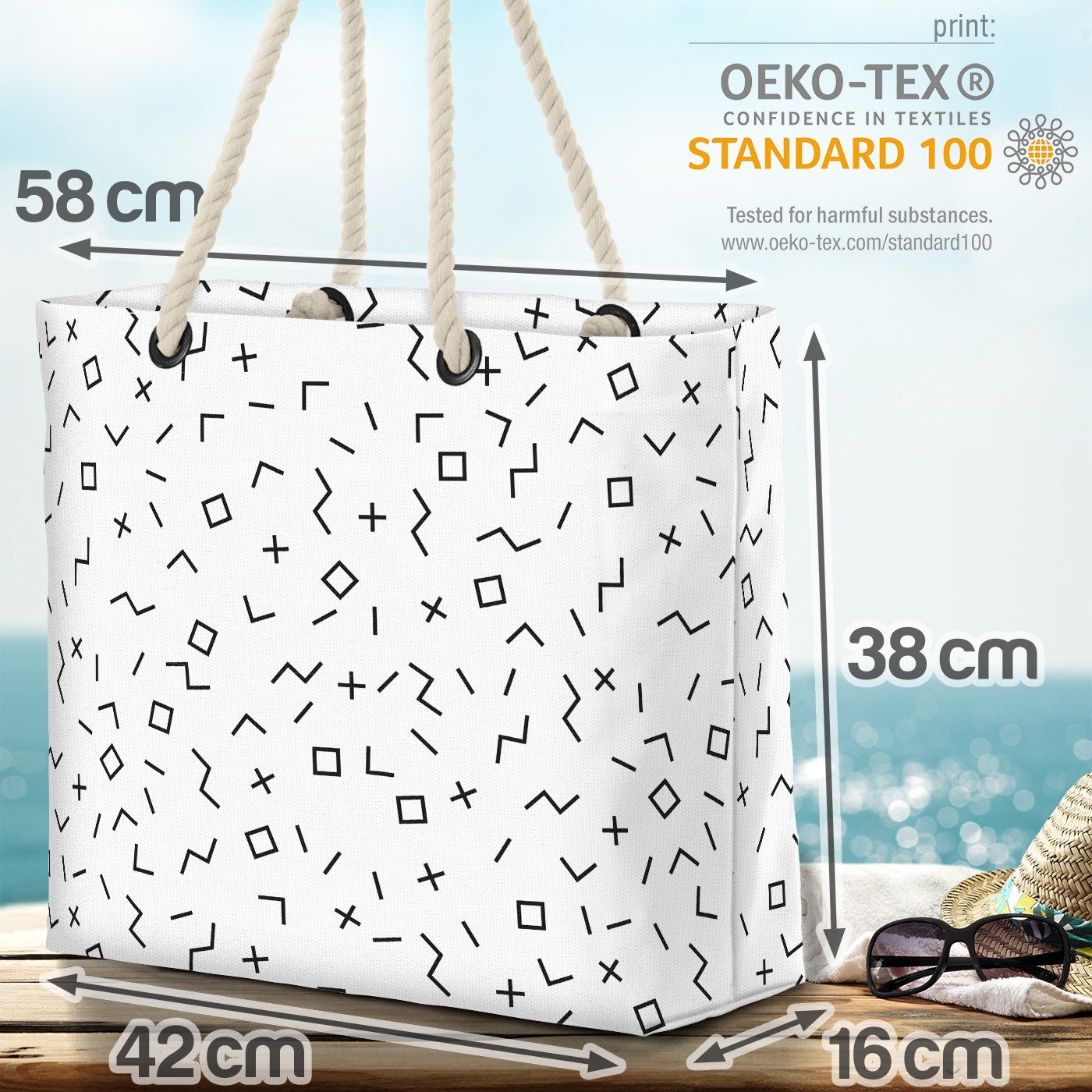 abstrakt VOID Strandtasche Konzept Pattern Beach Mixed 90 classic punktieren deko Bag kurve (1-tlg), 80