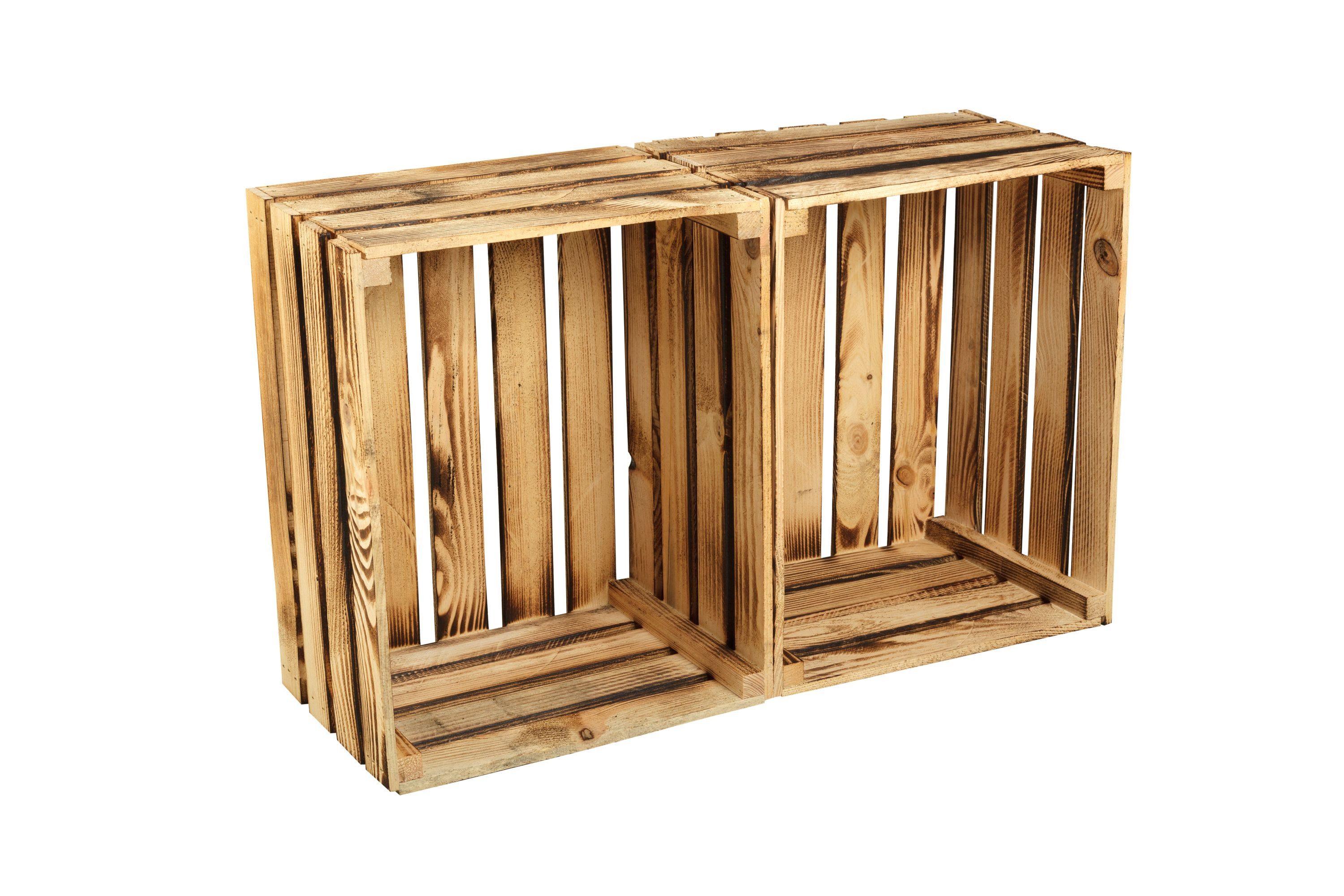 GrandBox Dekokiste Holz Kiste 50x40x30 cm geflammt Vintage (1er Set)