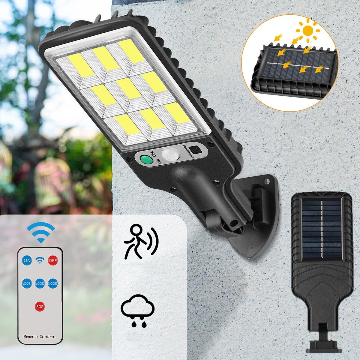 LETGOSPT LED Solarleuchte LED Solarlampen für Außen mit Bewegungsmelder