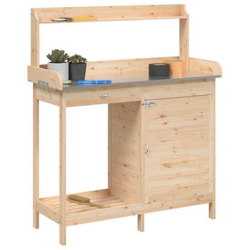 vidaXL Blumenständer Pflanztisch mit Schrank 110,5x45x124,5 cm Massivholz Tanne