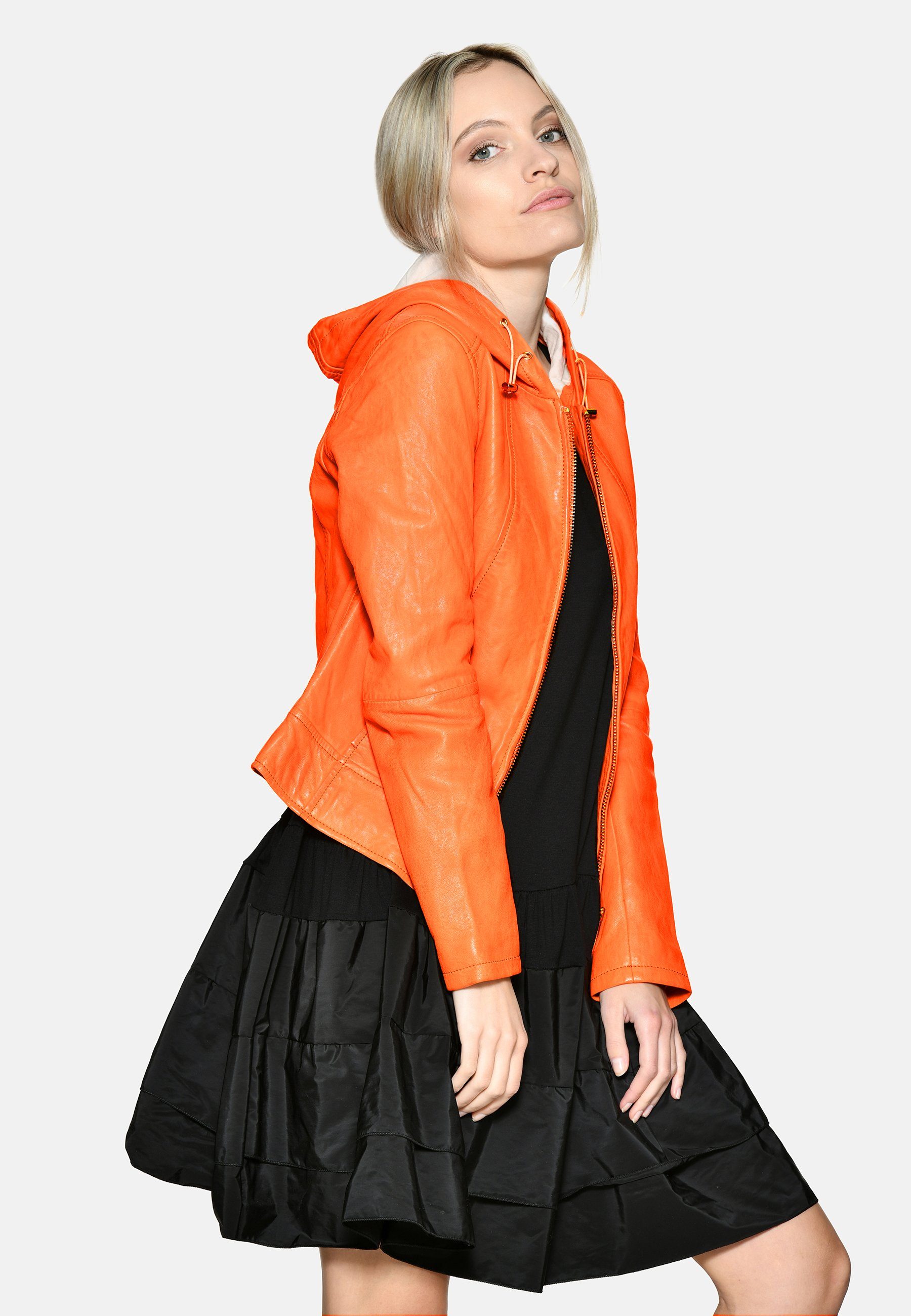 Lederjacke Keys papaya Maze