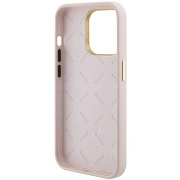 Guess Smartphone-Hülle Guess Apple iPhone 15 Pro Schutzhülle Case Strass Logo 4G Pink