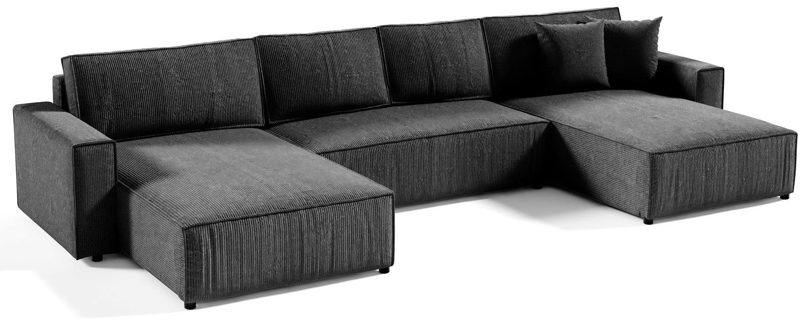 Compleo Ecksofa 390 BOSTON Schlafsofa U-Form Ecksofa cm Funktionen U, mit Corner Dunkelgrau