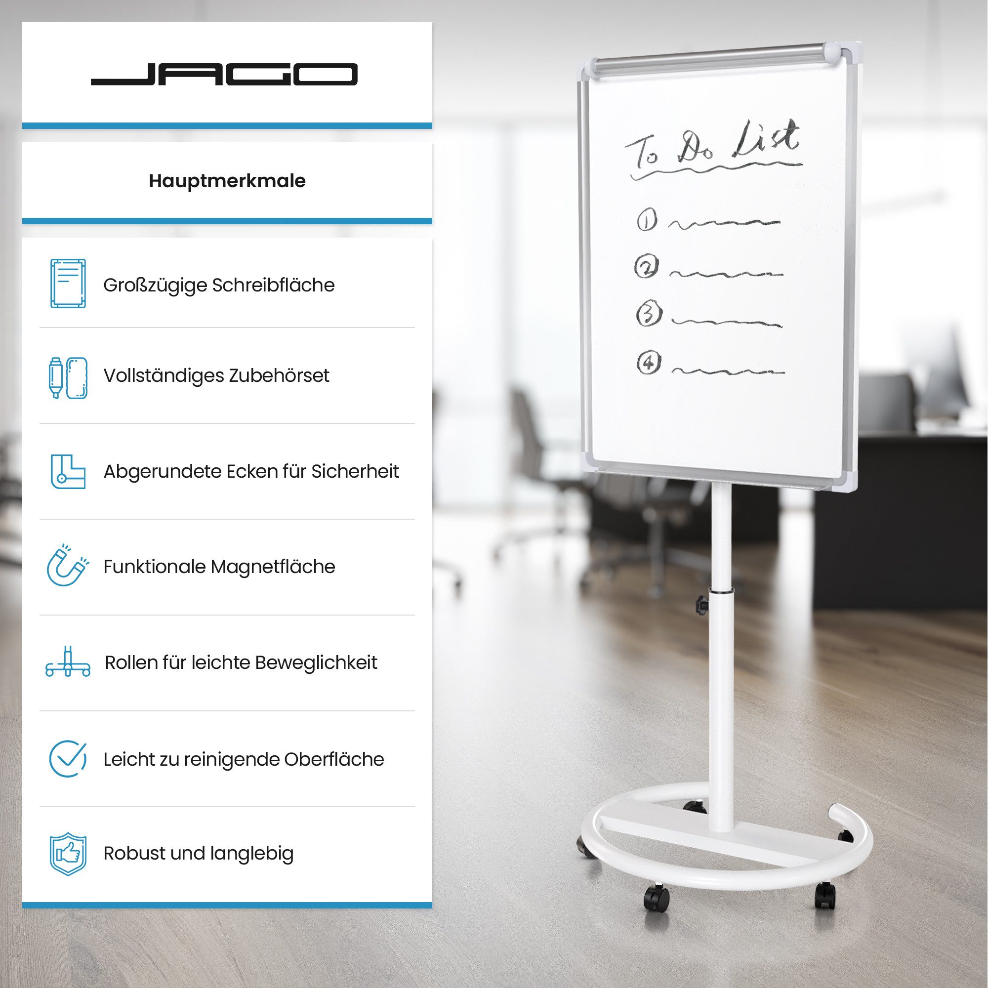 Jago Magnettafel Flipchart mit Rundfuß - günstig online kaufen