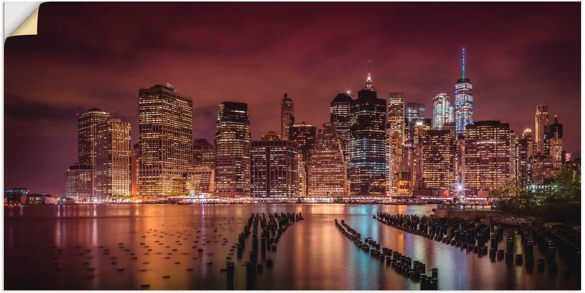 Artland Wandbild New York City Impression bei Nacht, Amerika (1 St), als Alubild, Leinwandbild, Wandaufkleber oder Poster in versch. Größen