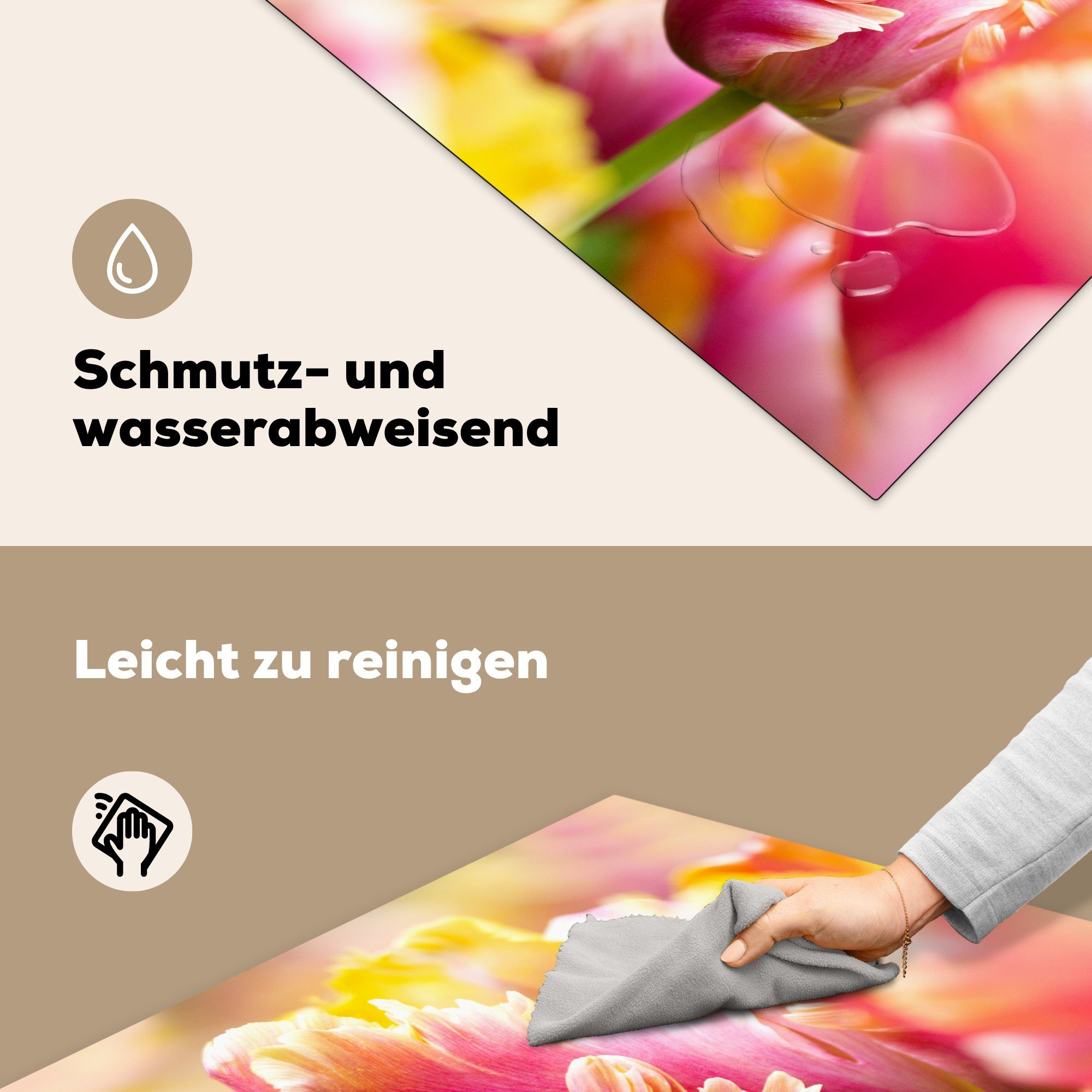 Eine gelbem tlg), Ceranfeldabdeckung, Vinyl, rosa Kopf, MuchoWow für 78x78 Herdblende-/Abdeckplatte Tulpe einer mit Arbeitsplatte (1 küche cm, Nahaufnahme