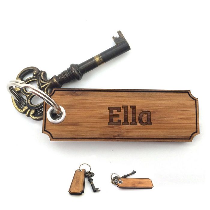 Mr. & Mrs. Panda Schlüsselanhänger Ella - Bambus - Geschenk Geschenke Schlüsselanhänger Schenken Taschenanhänger Glücksbringer Anhänger Gravur (1-tlg)
