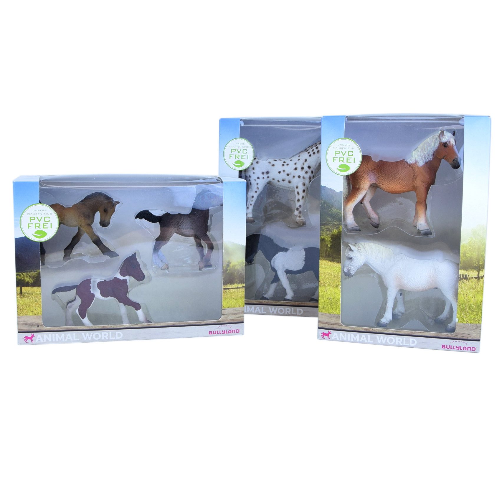 BULLYLAND Spielfigur Pferde 7 Figuren, Lipizzaner Trakehner Lewitzer Camargue Knabstrupper Quarter Horse