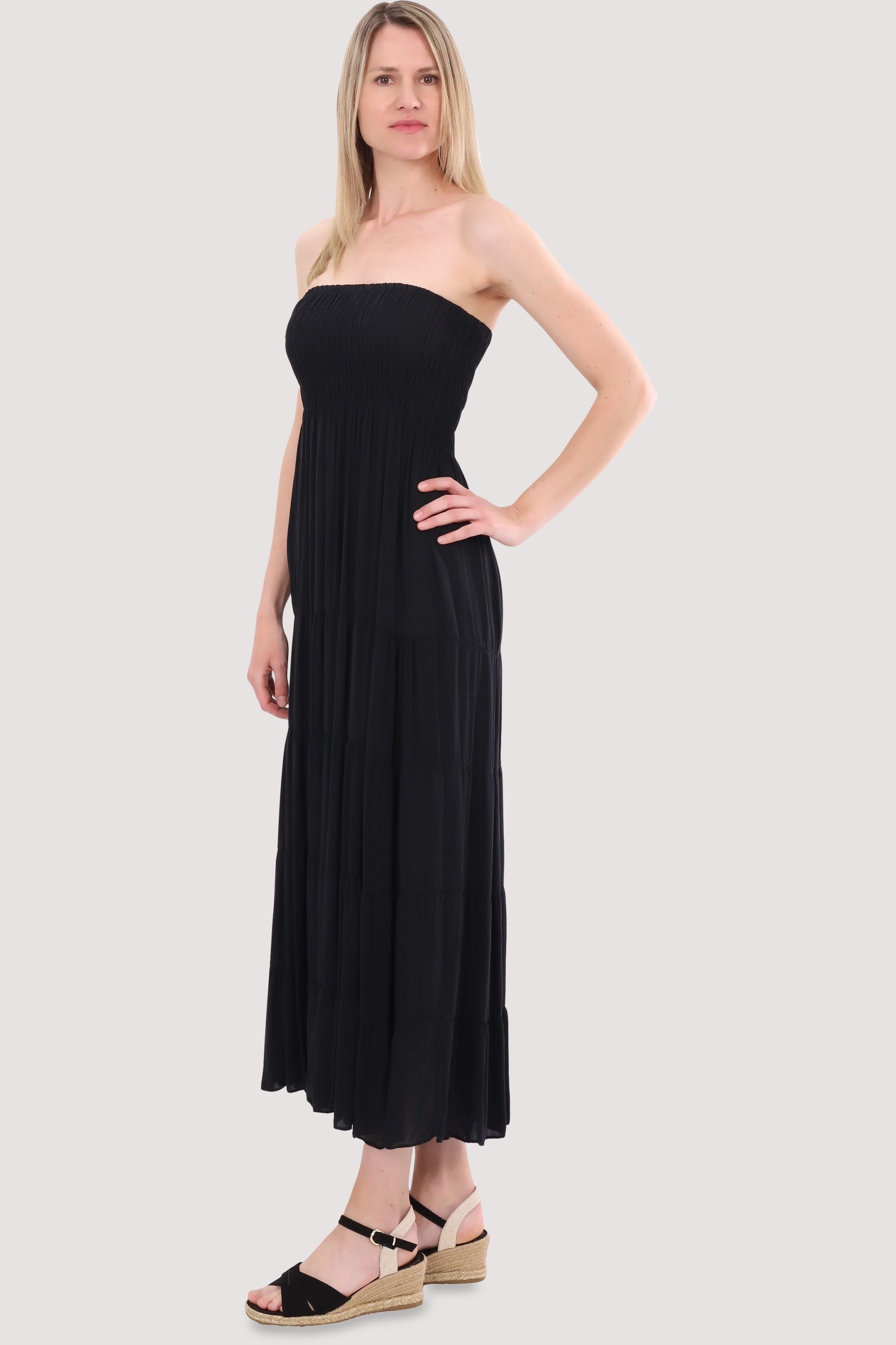 figurumspielendes malito more than Sommerkleid Einheitsgröße schwarz fashion Bandeaukleid 4635 Strandkleid