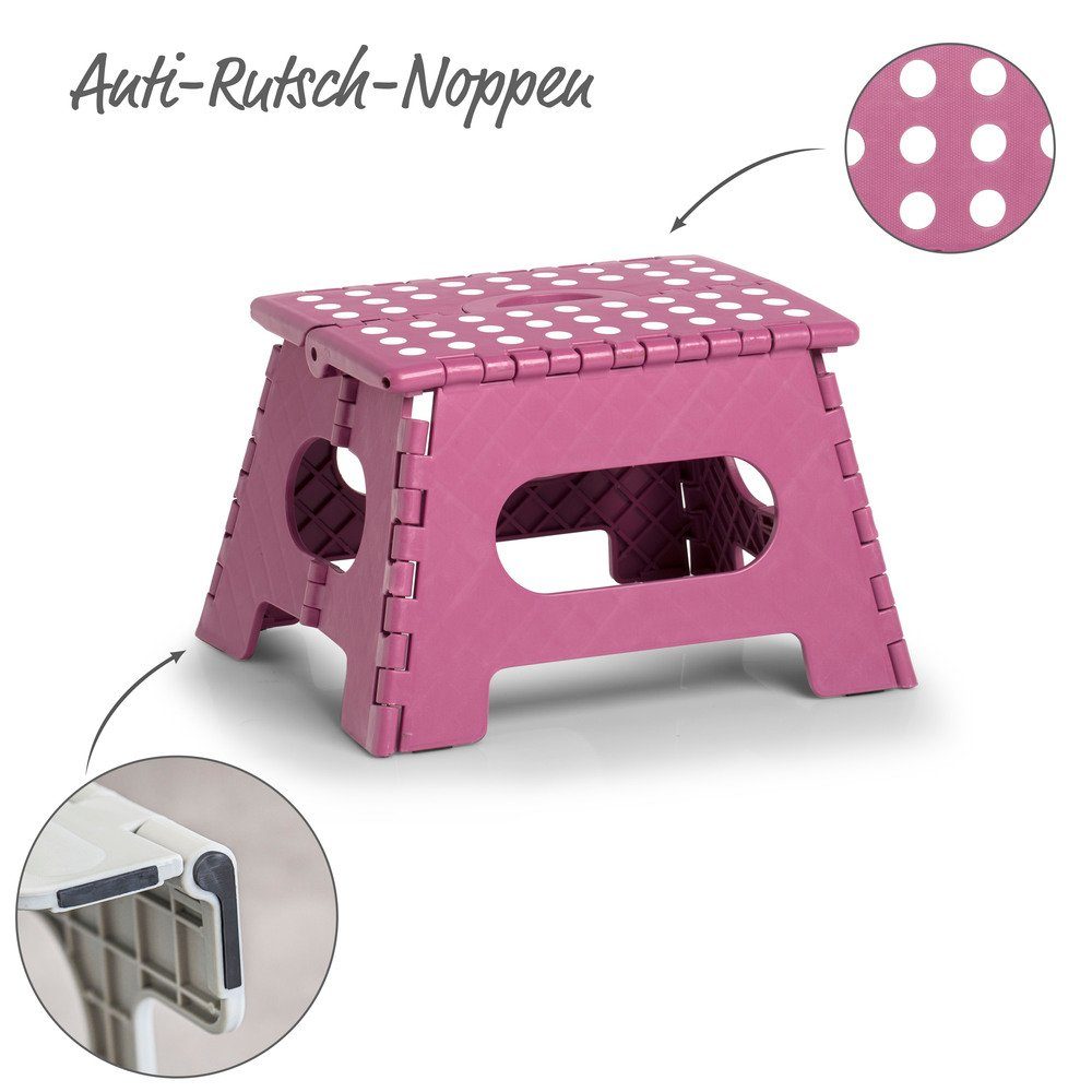 Zeller Present Ablageelement Klapphocker, Kunststoff, beere, 35 x 28 x 22 cm