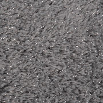 SCHÖNER LEBEN. Stoff Fellimitat Kunstfell mit Lurex Glitzer grau silberfarbig 1,5m Breite