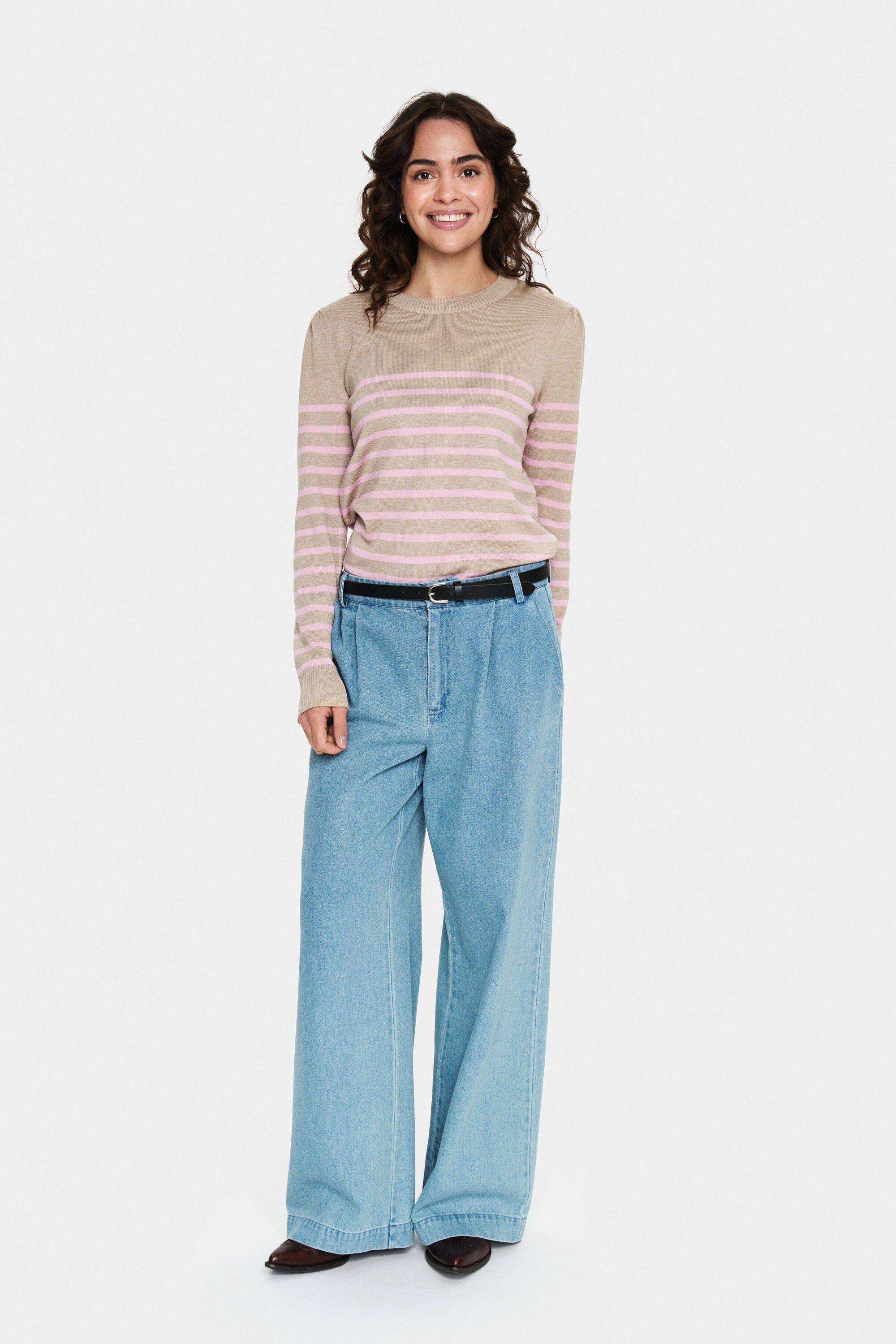 Saint Tropez Strickpullover "MilaSZ R-neck Stripe" günstig online kaufen