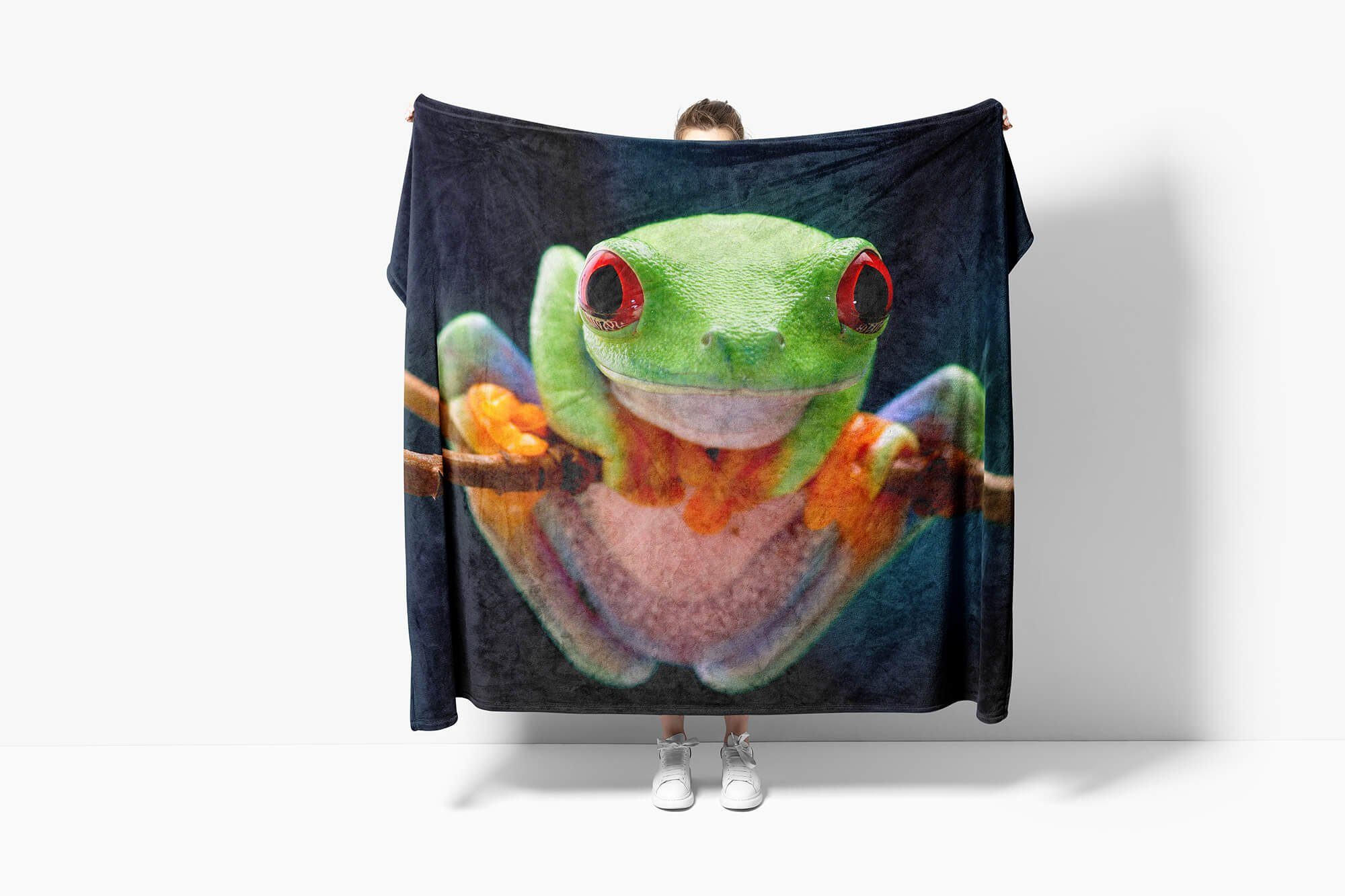 Sinus Art Handtücher Handtuch mit (1-St), Baumwolle-Polyester-Mix Handtuch Kuscheldecke Strandhandtuch Saunatuch kleiner tropischer, Tiermotiv