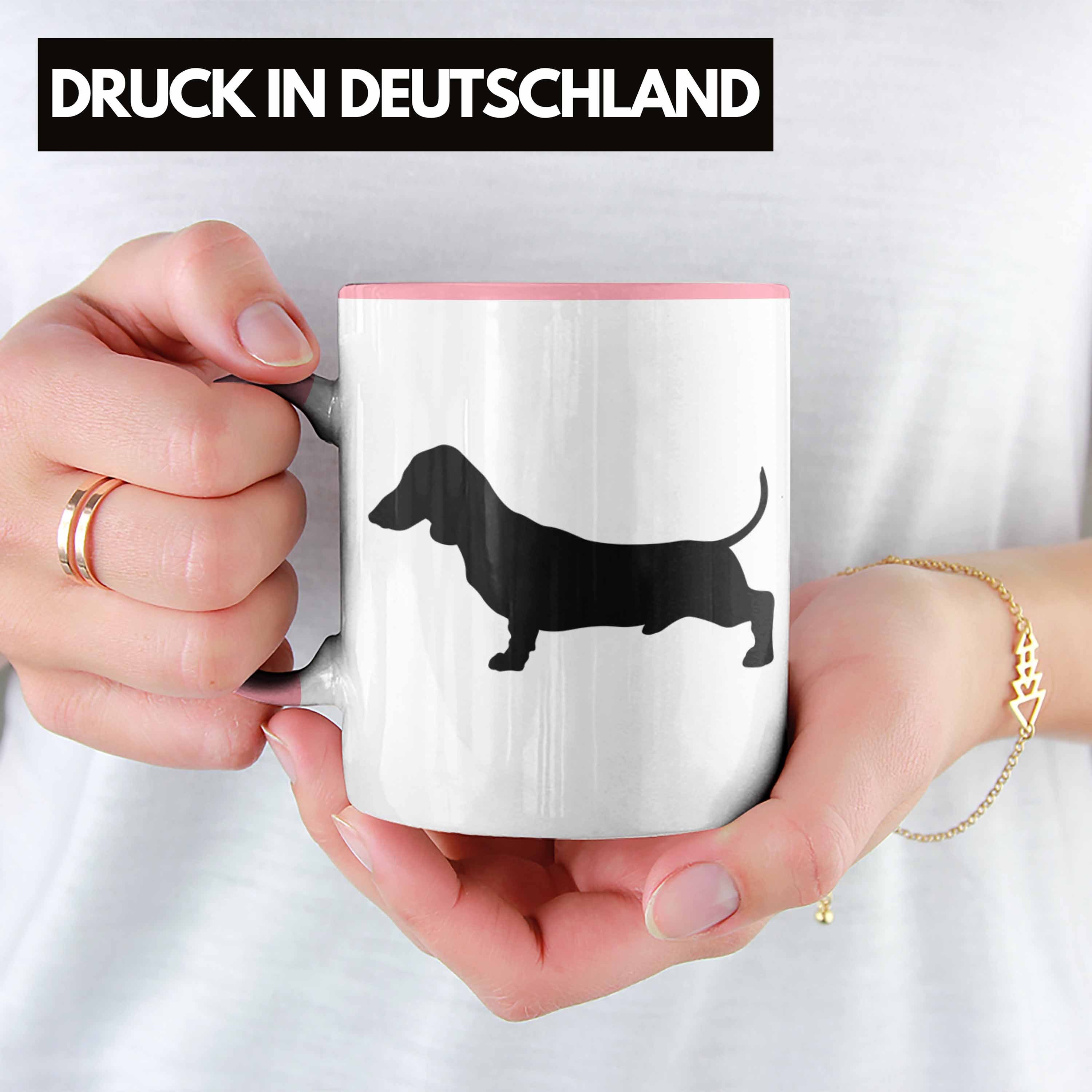 Trendation Tasse Dackel Grafik Tasse für Rosa Herrchen Frauchen Dackel-Besiterin Geschenk Ge