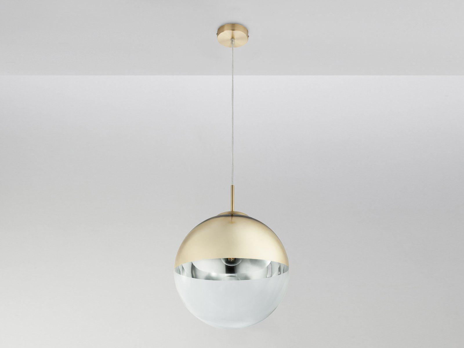 GLOBO LIGHTING LED Pendelleuchte, LED wechselbar, warmweiß, ausgefallene Glas-kugel für übern Esstisch & Treppenhaus Gold-en Ø30cm