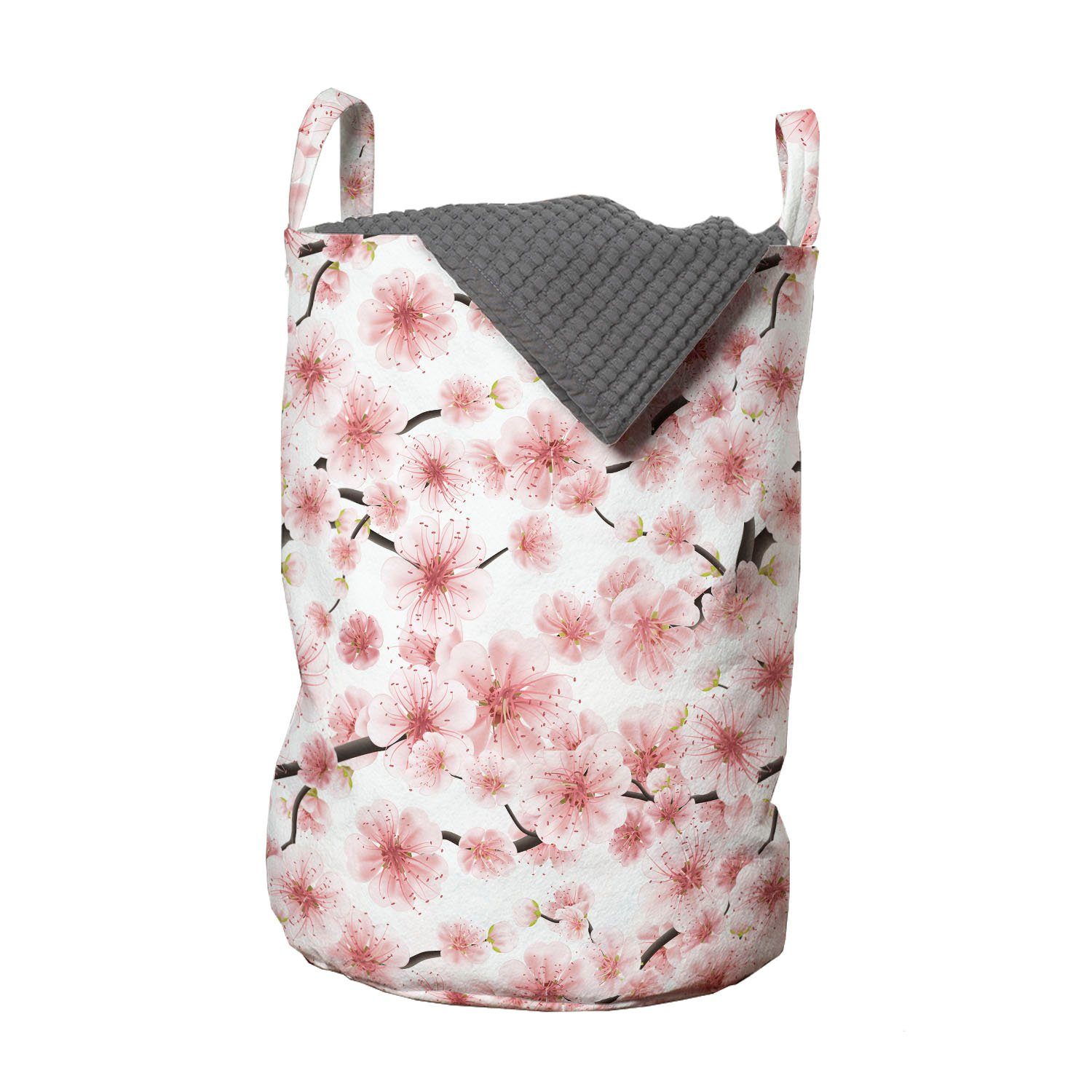 Abakuhaus Wäschesäckchen Wäschekorb mit Griffen Sakura Kirschblüte für Kordelzugverschluss Waschsalons, 3D-Konstruktion