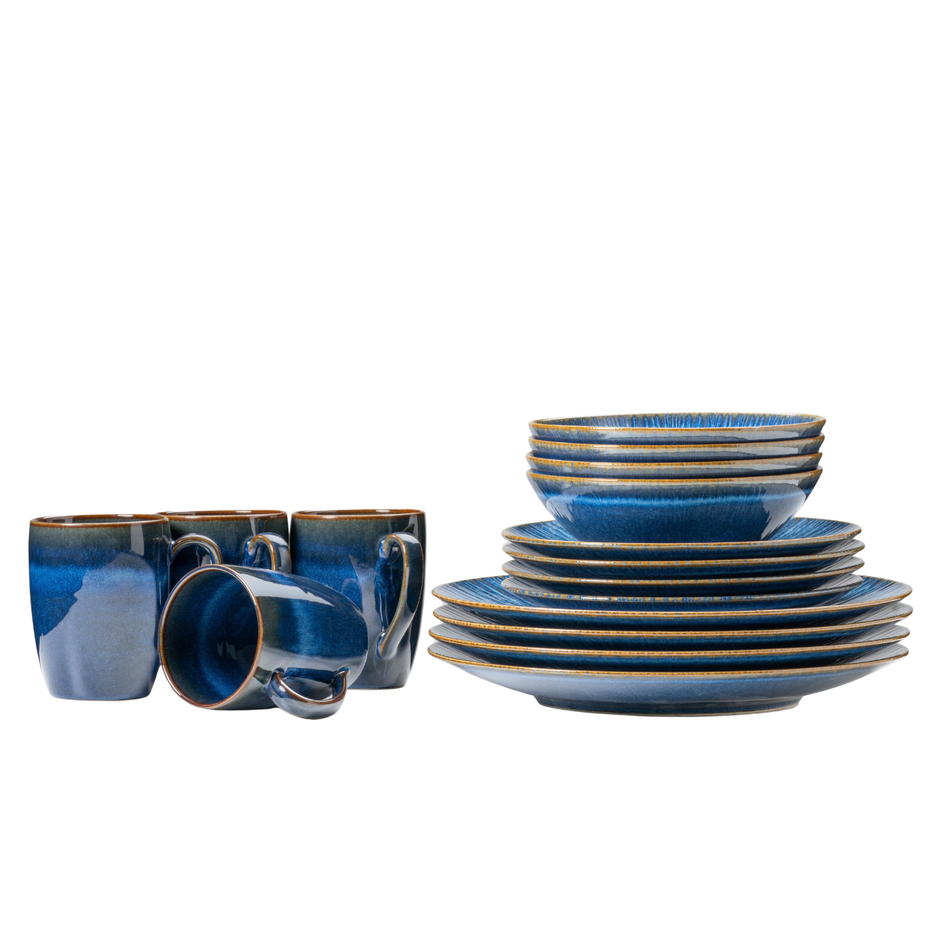 Gipfelstück Kombiservice Eisfall (16-tlg), 4 Personen, Steinzeug