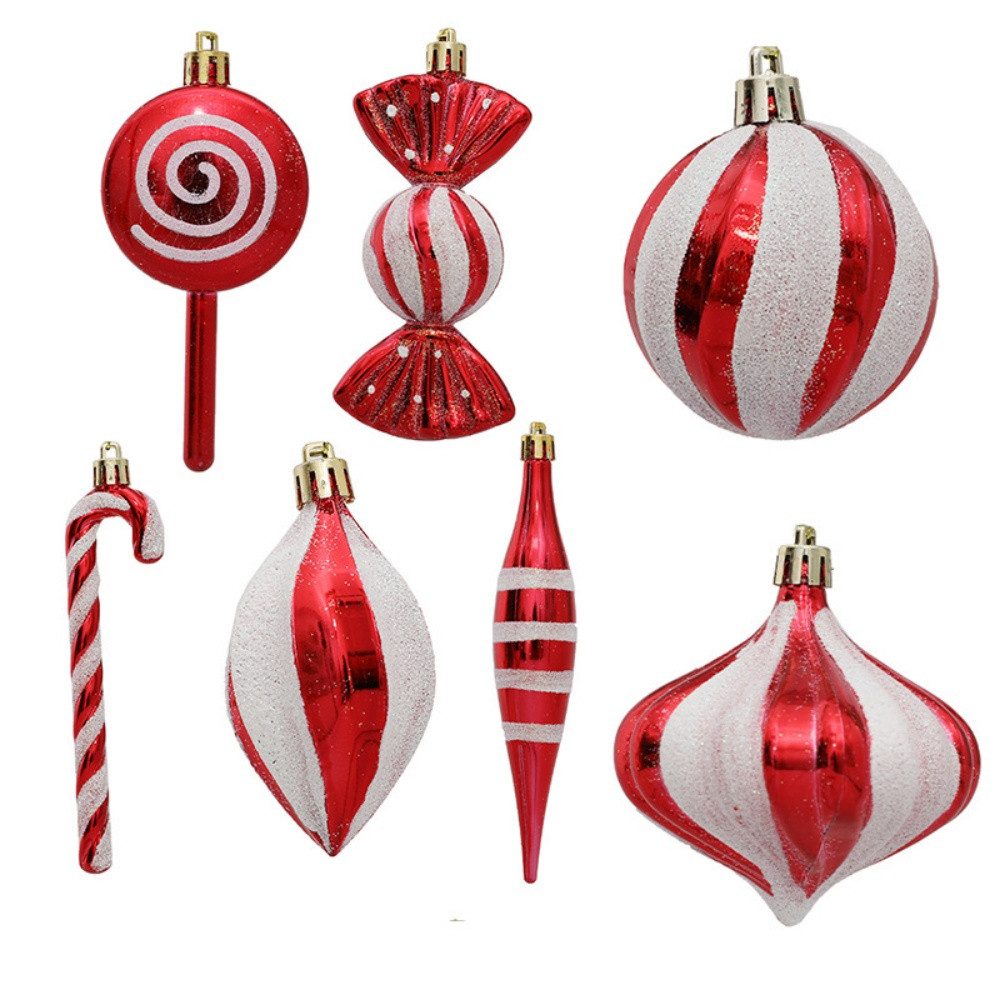 FOUORTUNATE-BEE Weihnachtsbaumkugel Weihnachtliches 14-teiliges Zuckerstangen- und Stiefel-Deko-Set (14 St), Geschenkbox-Anhänger für Baumdekoration und festliche Gestaltung