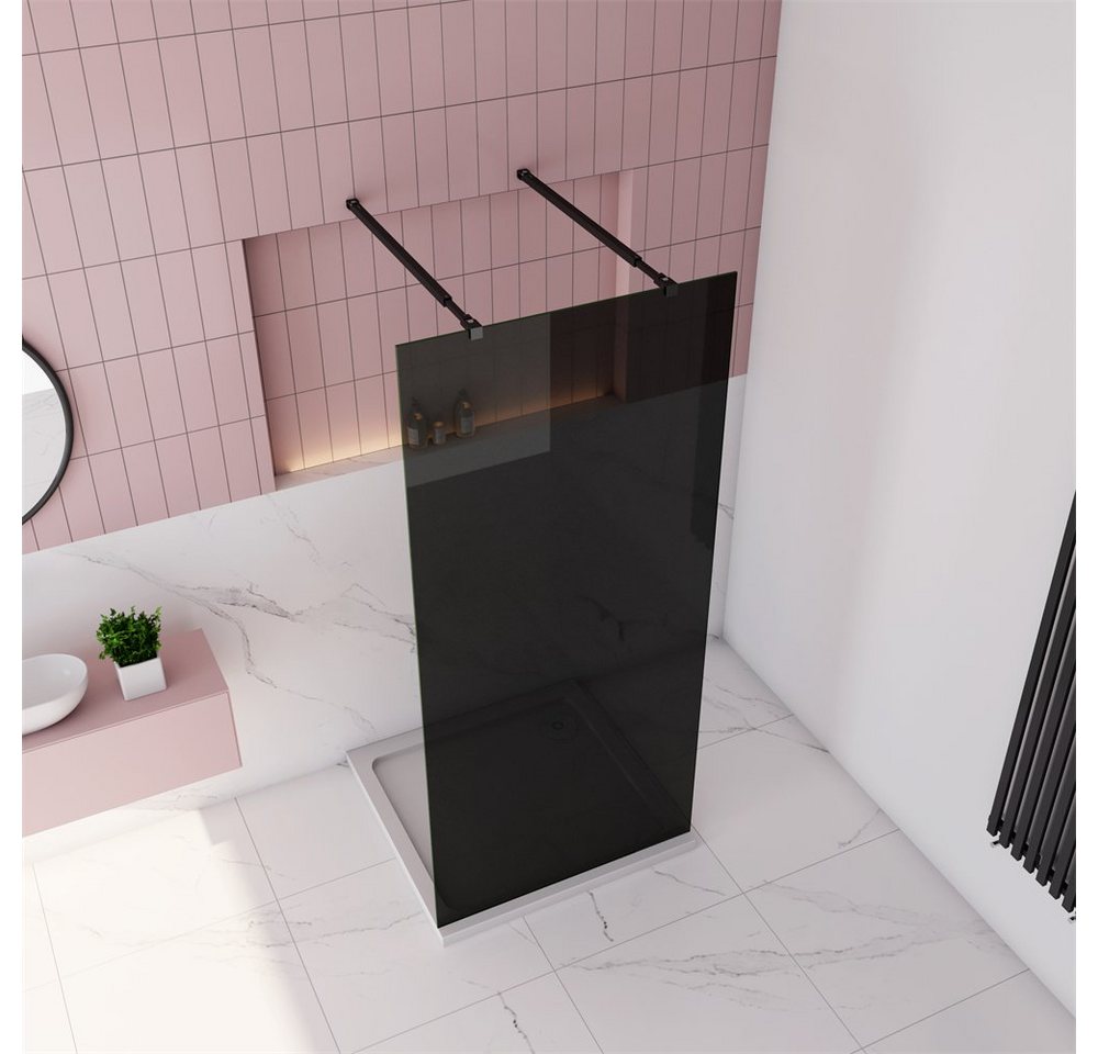 Thumbnail - duschspa Duschwand 200cm 10mm schwarze Duschwand Duschtrennwand Walk in Dusche, (Set), Glas