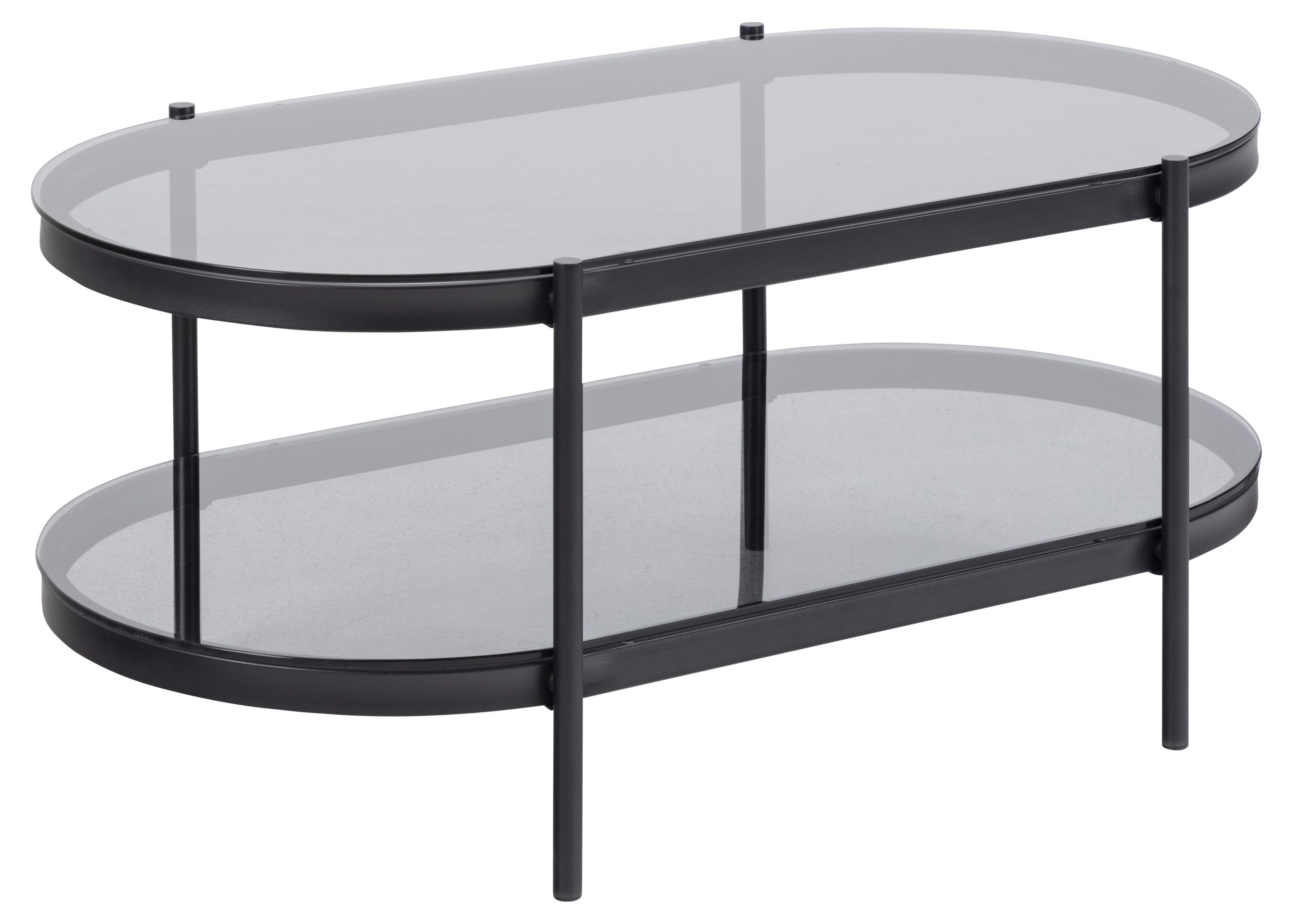 ACTONA GROUP Couchtisch in Grau, Glas, Stahl - 95x42x50cm (BxHxT)