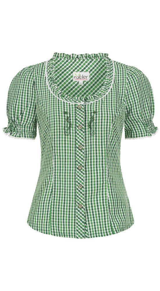 Nübler Dirndlbluse Trachtenbluse Kurzarm Natascha in Grün von Nübler günstig online kaufen