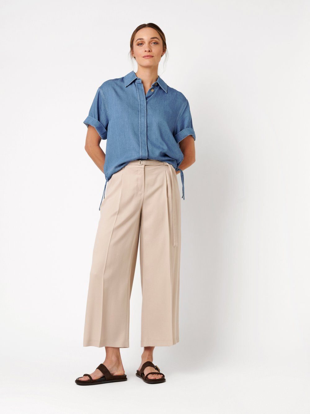 TONI Hemdbluse Clay mit Raffung und Schnürung am Saum