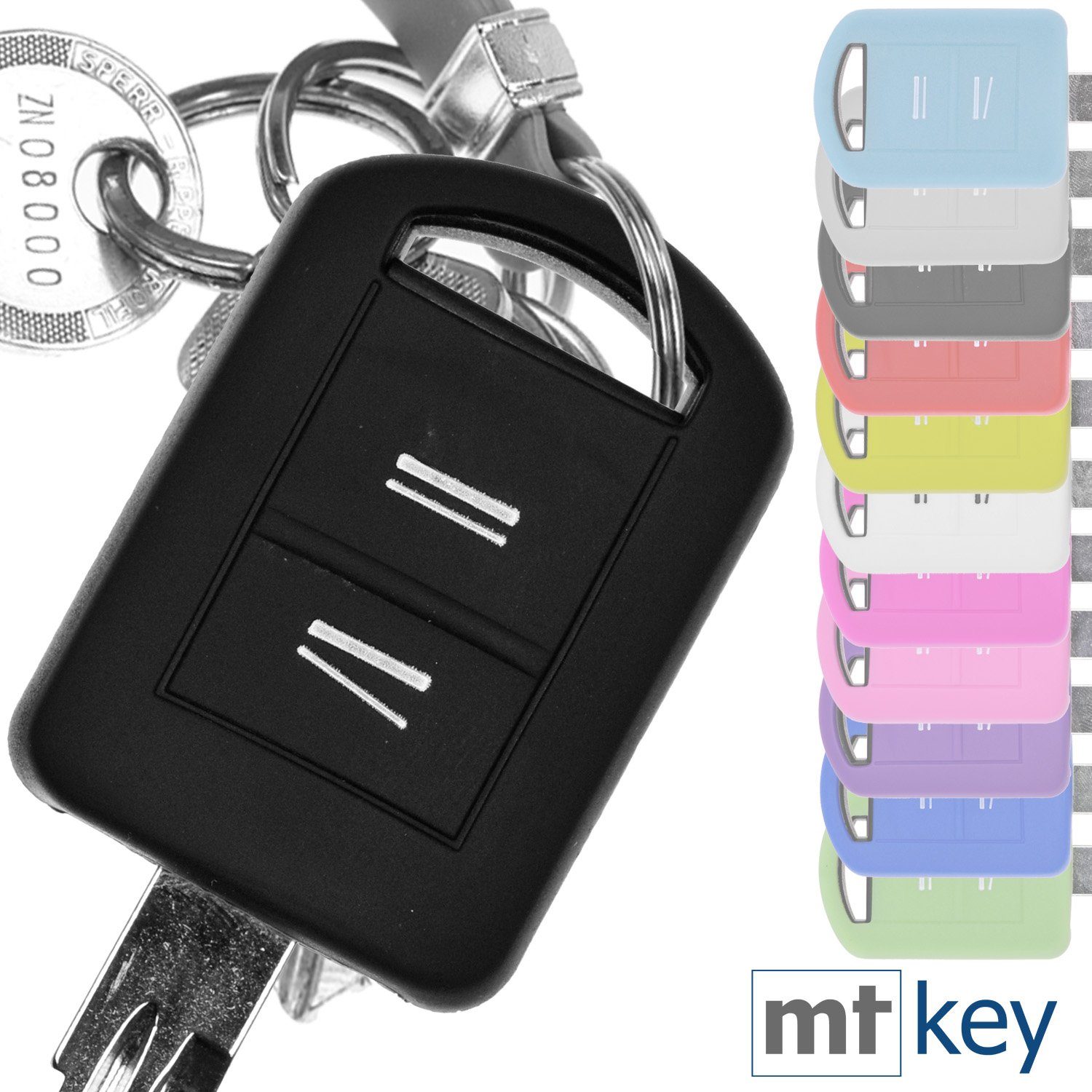 mt-key Schlüsseltasche Autoschlüssel Softcase Silikon C TwinTop Opel Schutzhülle A für Schwarz, Tigra C Corsa Meriva Combo