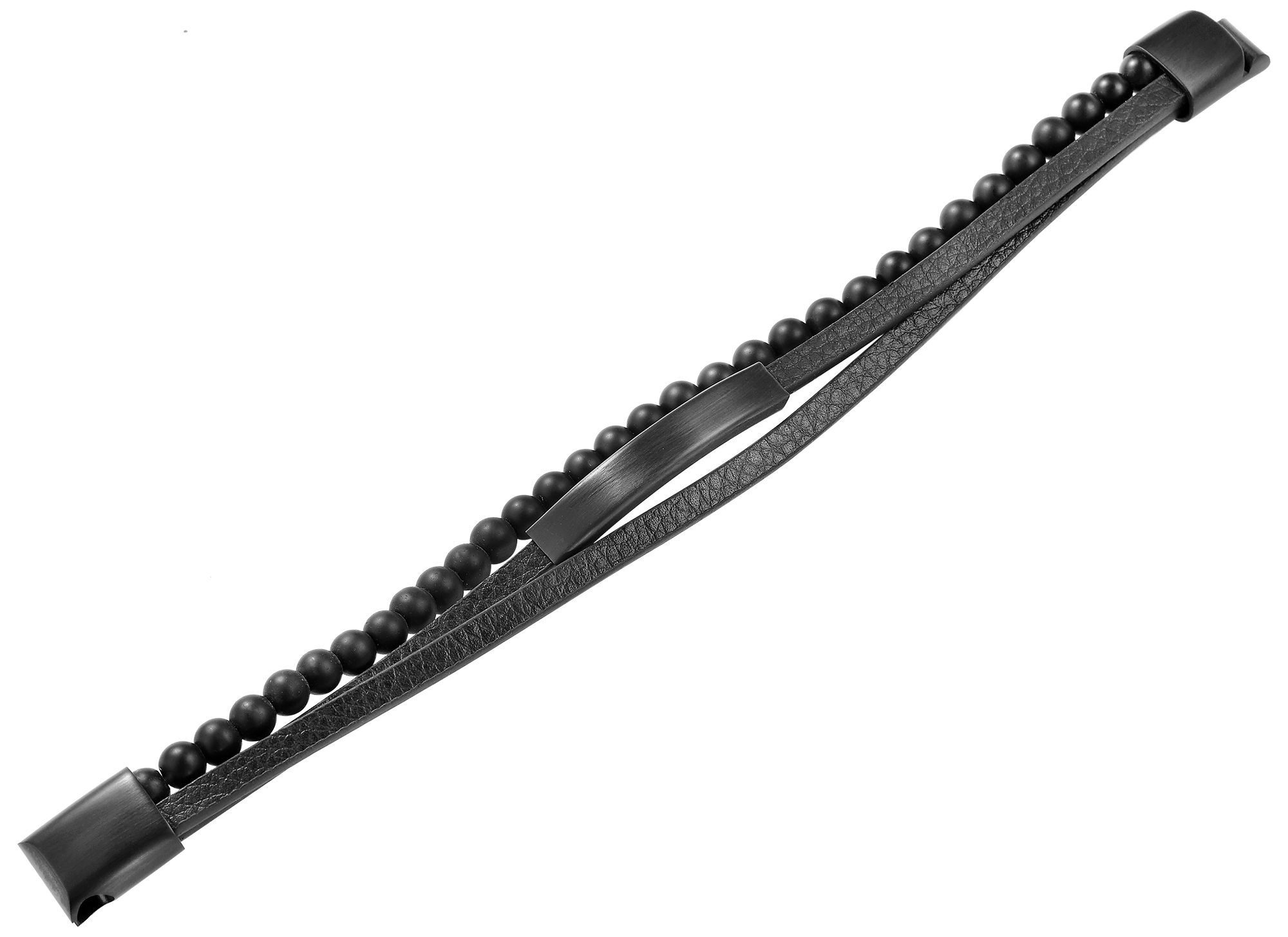Armband Armband – Lederarmband aus Leder mit Onyx 23 cm