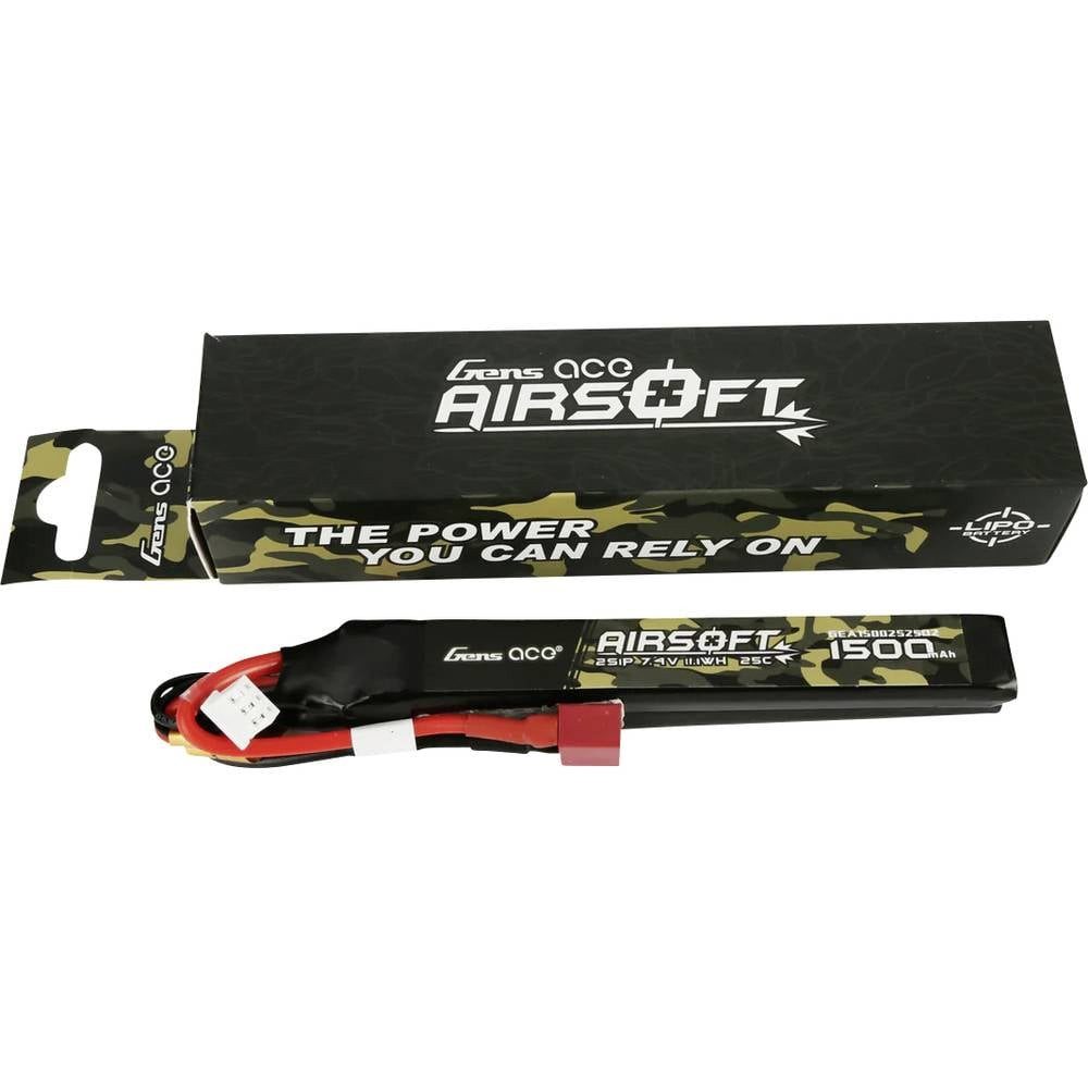 Gens ace 25C 1500mAh 2S1P 7.4V Nunchuck 2X Airsoft Gun Lipo Battery Akku
