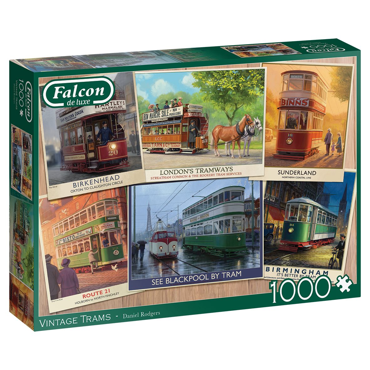 Jumbo Spiele Puzzle Falcon 11367 Vintage Trams 1000 Teile Puzzle, 1000 Puzzleteile, Made in Europe