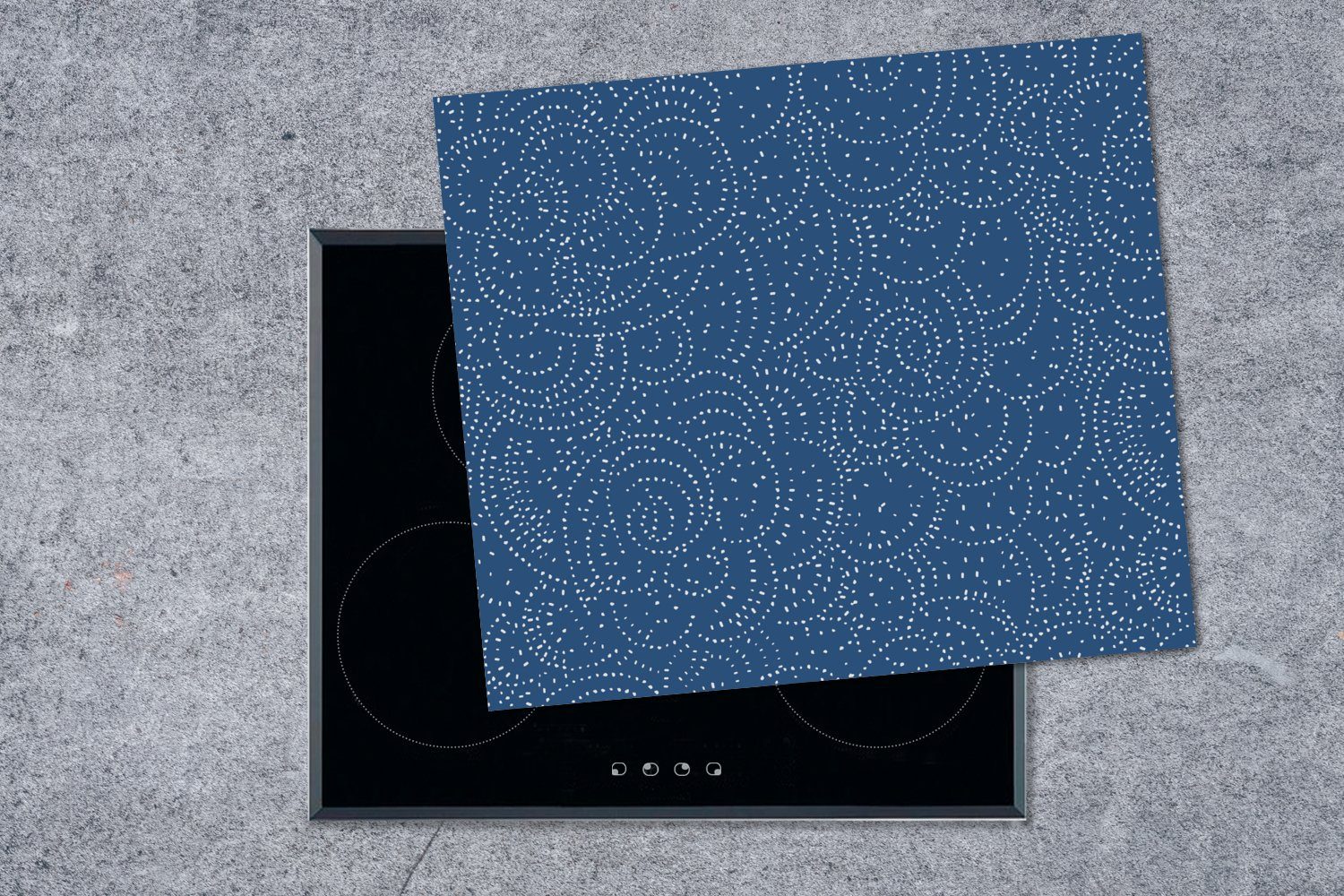 - - cm, Muster MuchoWow 60x52 (1 Vinyl, tlg), Japan, Blau Ceranfeldabdeckung Arbeitsfläche nutzbar, Mobile Herdblende-/Abdeckplatte