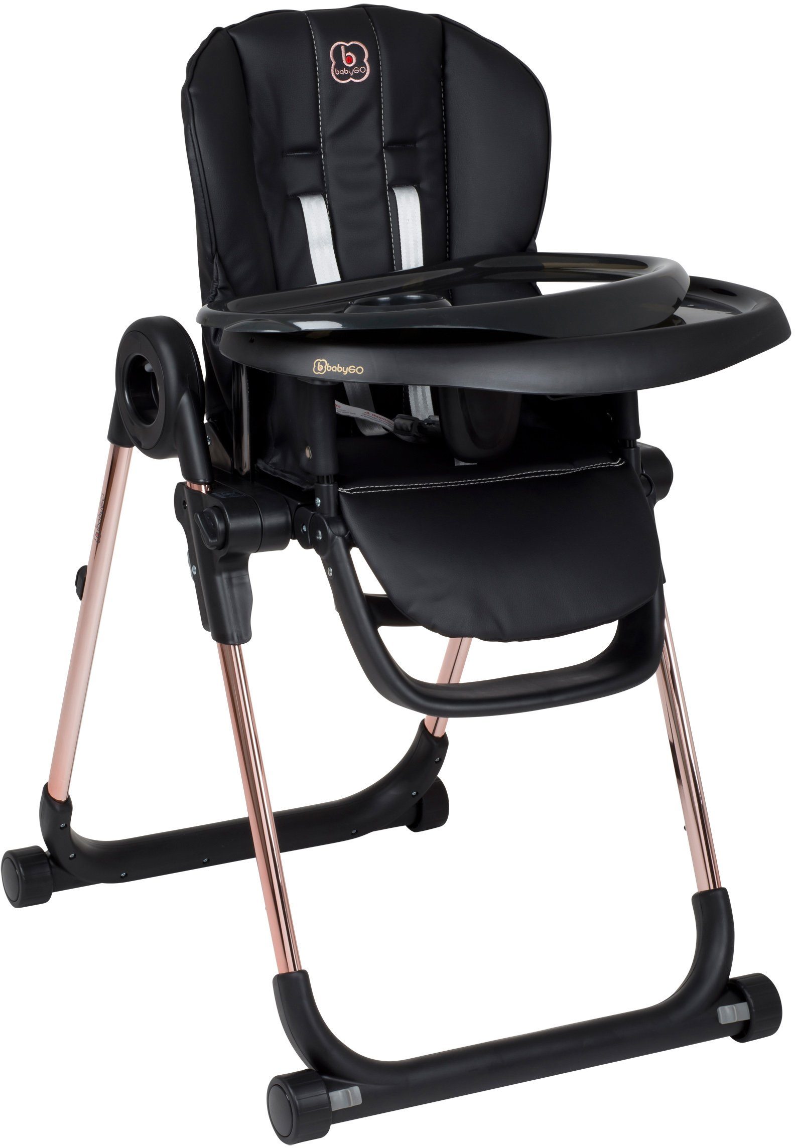 BabyGo Hochstuhl Divan, Gold schwarz, platzsparend zusammenklappbar