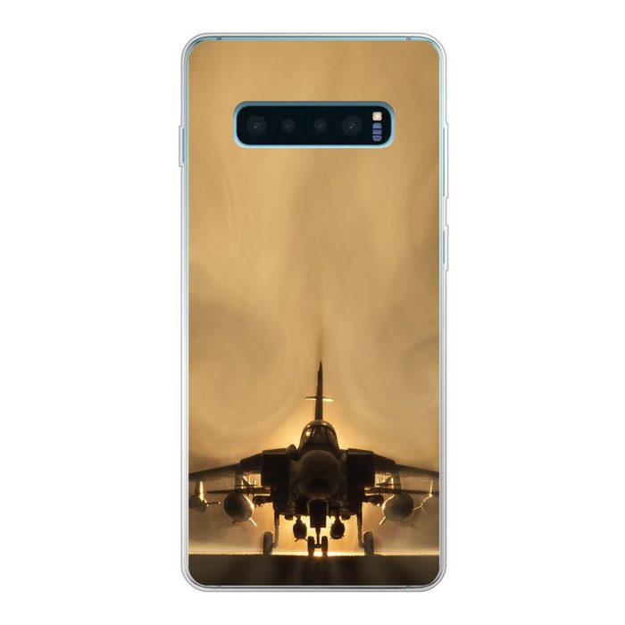 MuchoWow Handyhülle Ein Kampfflugzeug in einem Tornado Phone Case Handyhülle Samsung Galaxy S10 Lite Silikon Schutzhülle