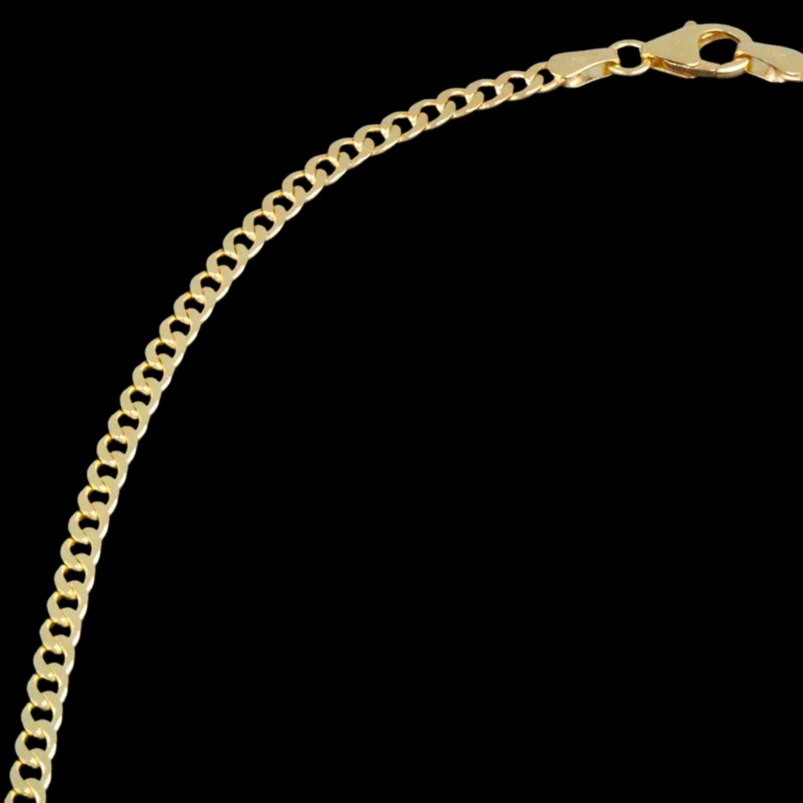 Tony Fein Herren Damen Panzerkette Goldkette in 3mm Massiv Hochglanzpoliert Made Damen, 585er und für Gold Italy Diamantiert