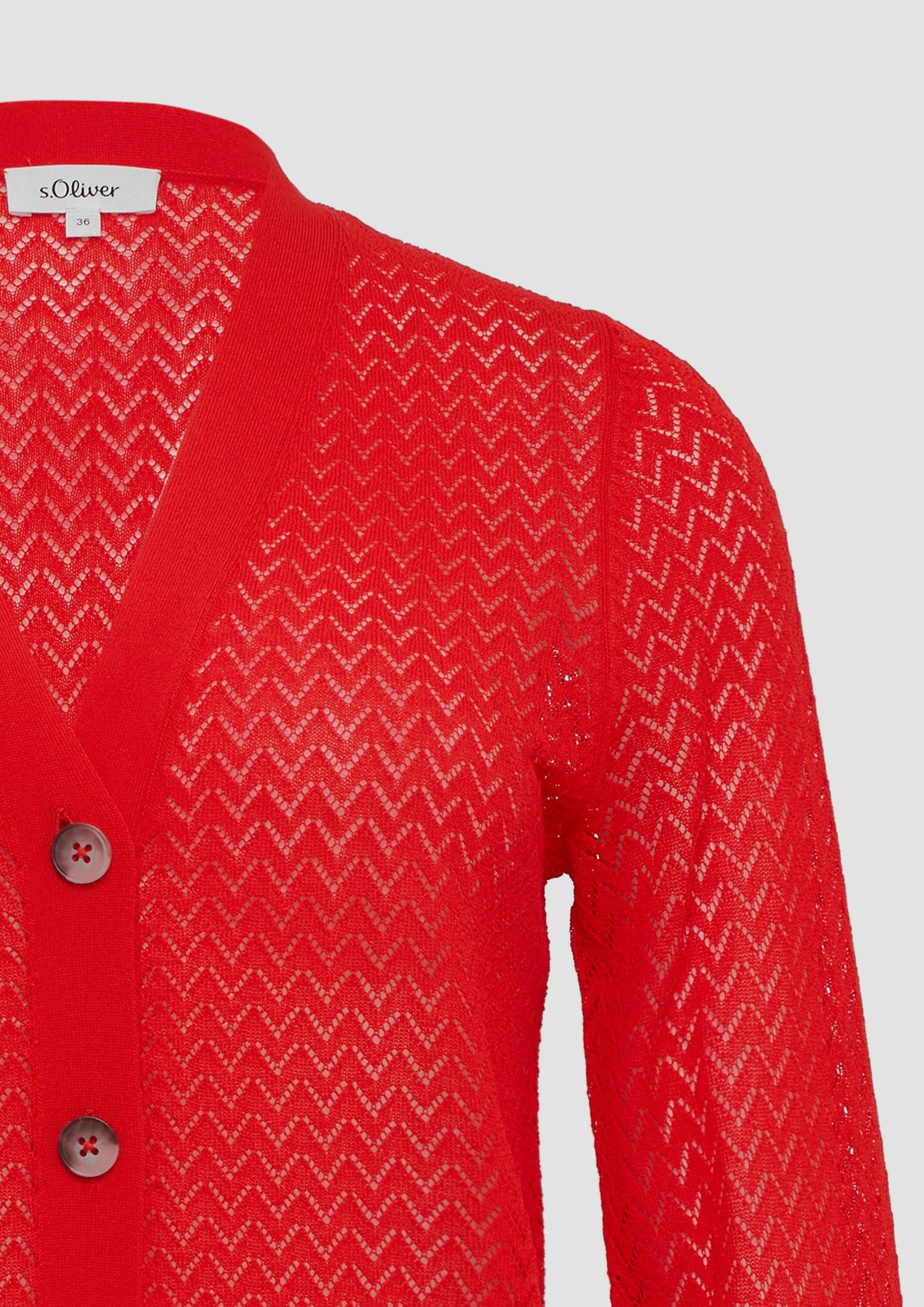 s.Oliver Cardigan Strickjacke Ajour-Strickjacke aus Viskosemix