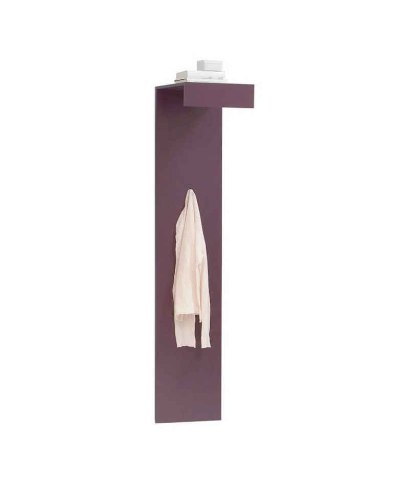 FMD Garderobe Bozen 185x40x37cm, 3 Haken, 1 Kleiderstange (1 St), aubergine (lila) Garderobe Wandgarderobe Flurgarderobe