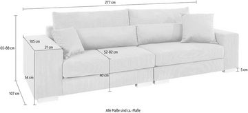 Home affaire Big-Sofa Vasco, Breite 277 cm, inkl. 6-teiliges Kissenset, in Cord