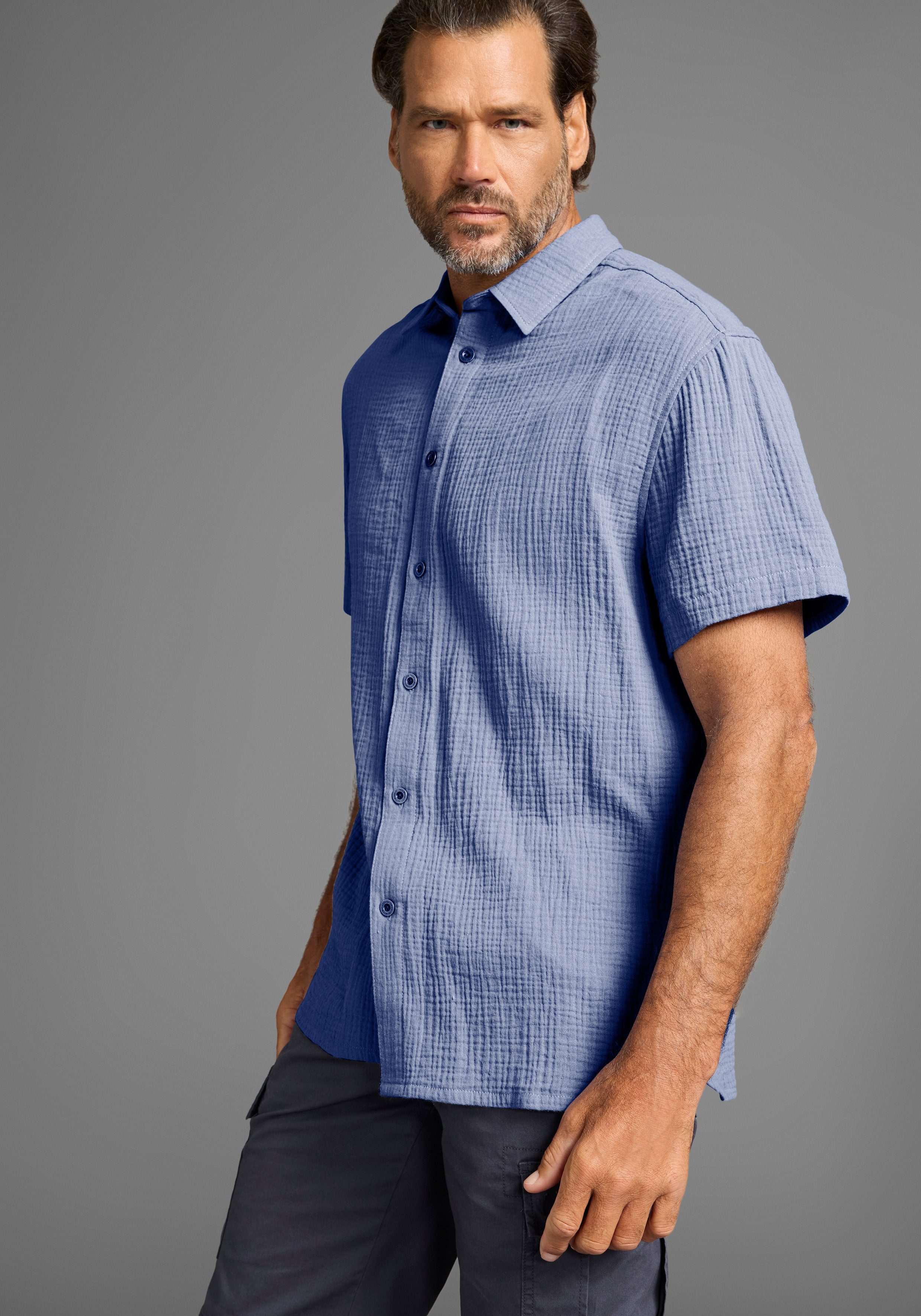 Man's World Kurzarmhemd in Musseline Qualität