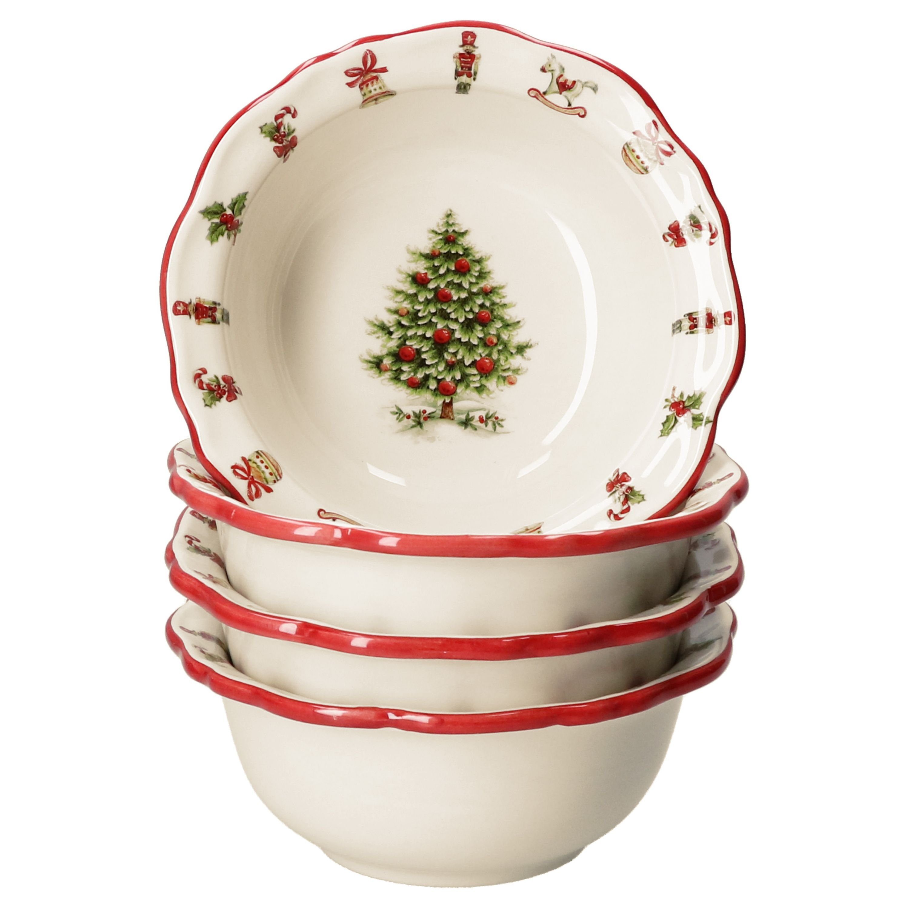 Müslischale Keramik Müsli Maestro Kekse MamboCat Schale 4x Natale Keramik Weihnachten, Schüssel