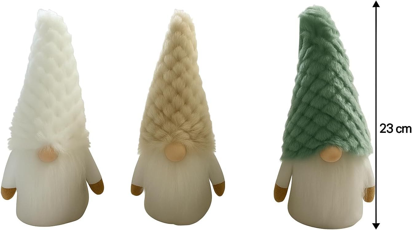 hausleben Wichtel Deko – 23 cm (3 St), aus Stoff mit Strickmütze